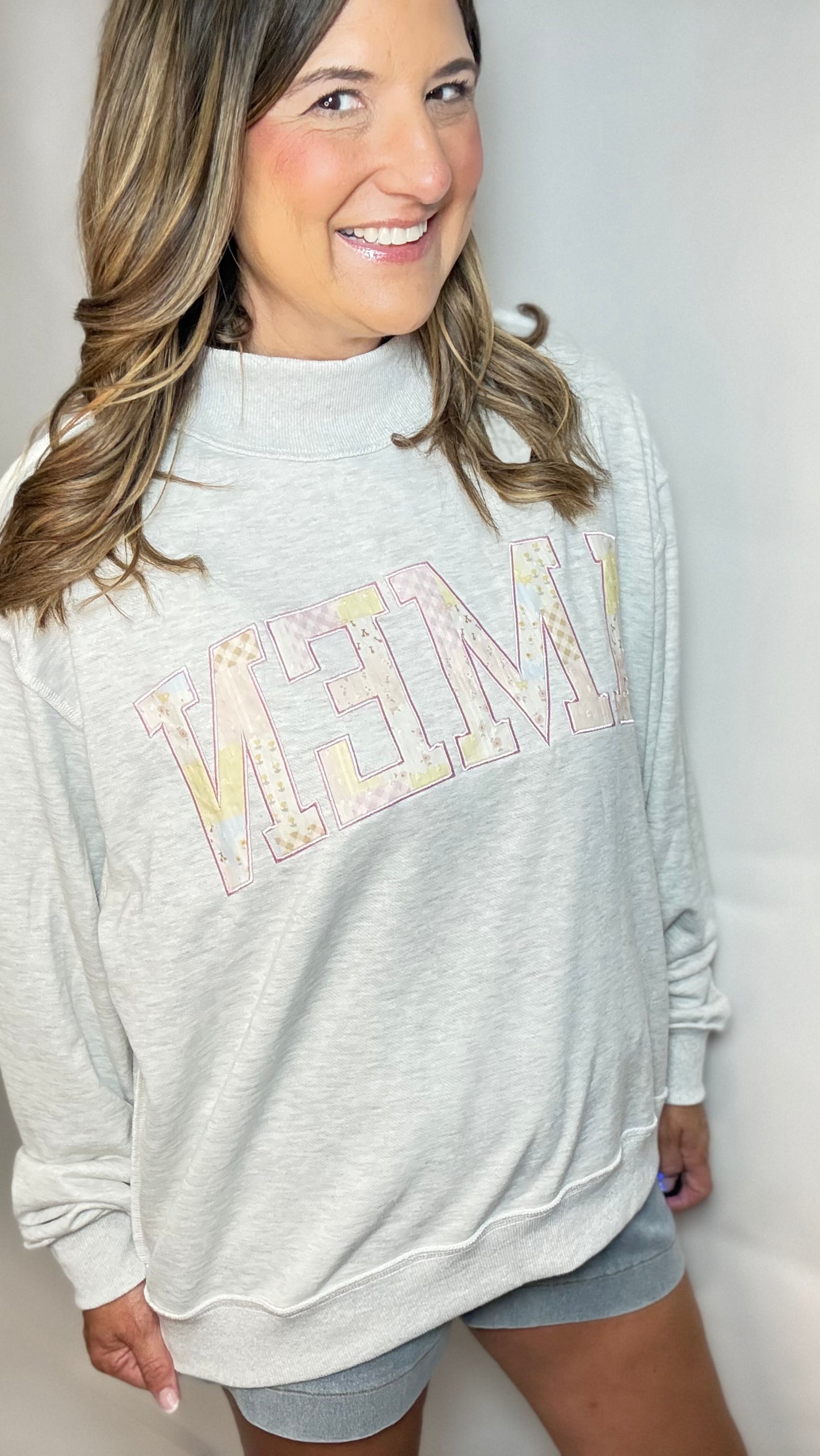 Amen Oversized Mock Neck Patchwork Sweatshirt