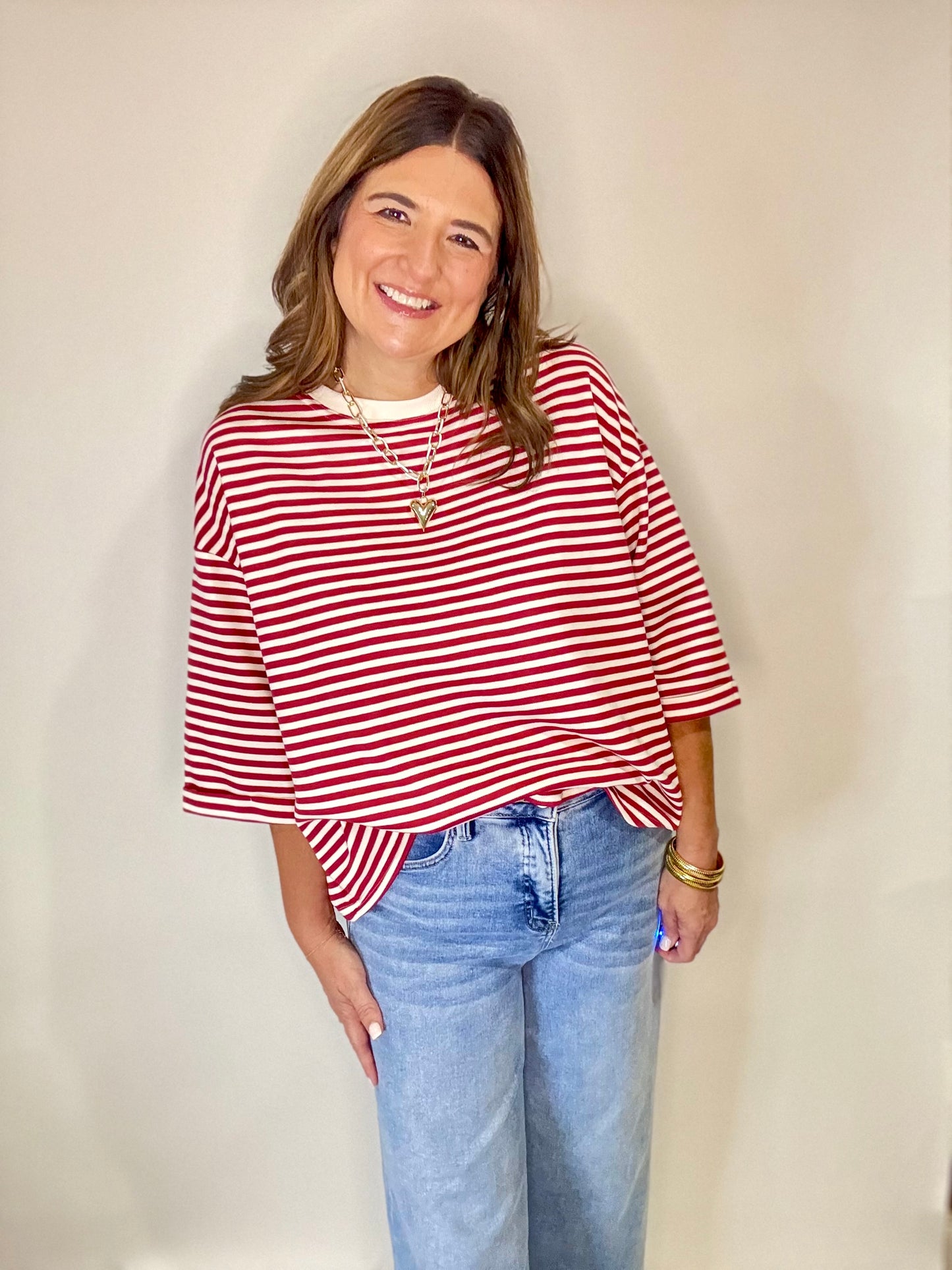 The Stripe Boxy Bow Top