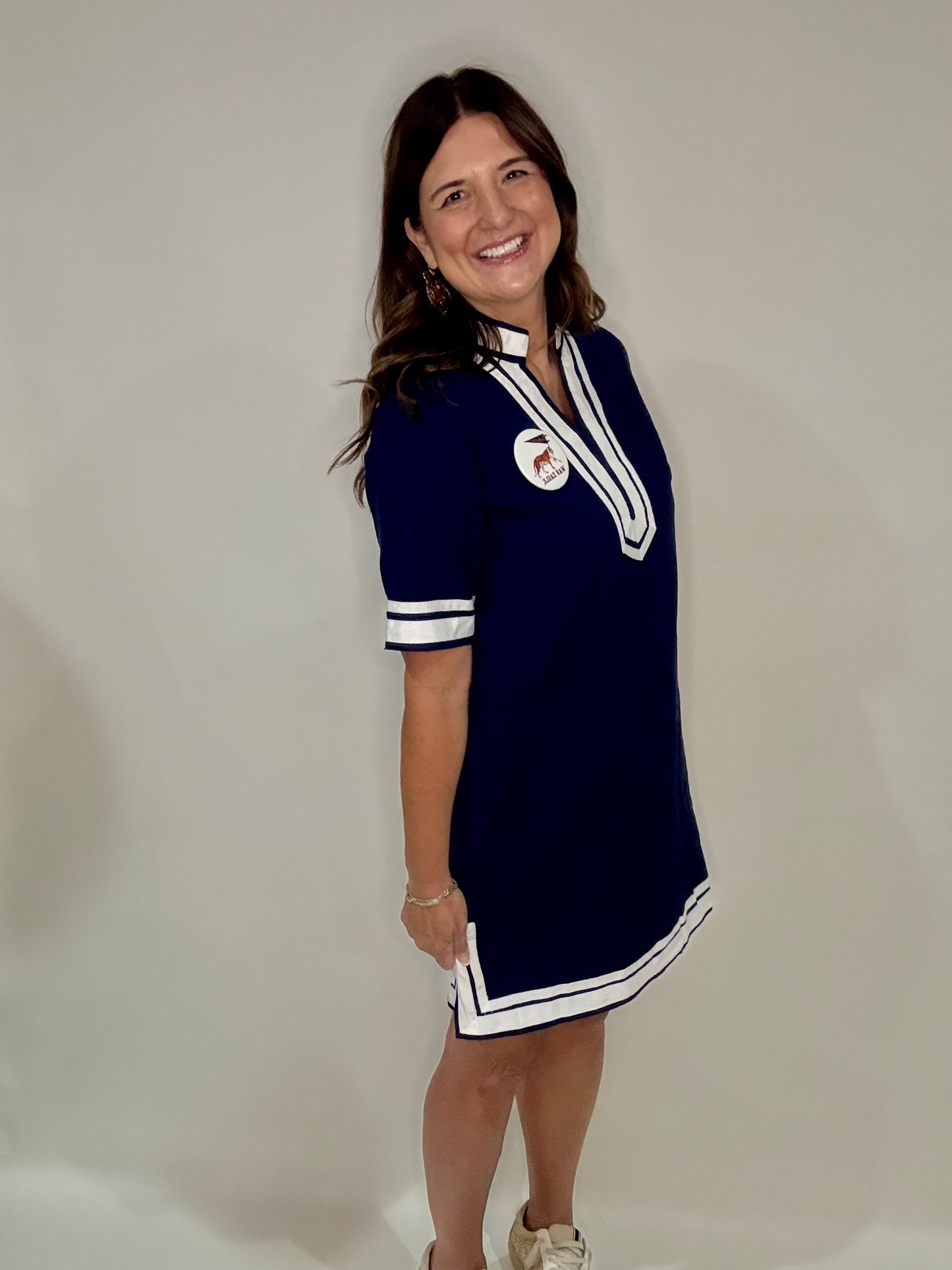 The Nautical Navy Linen Dress - Triple Charm Boutique