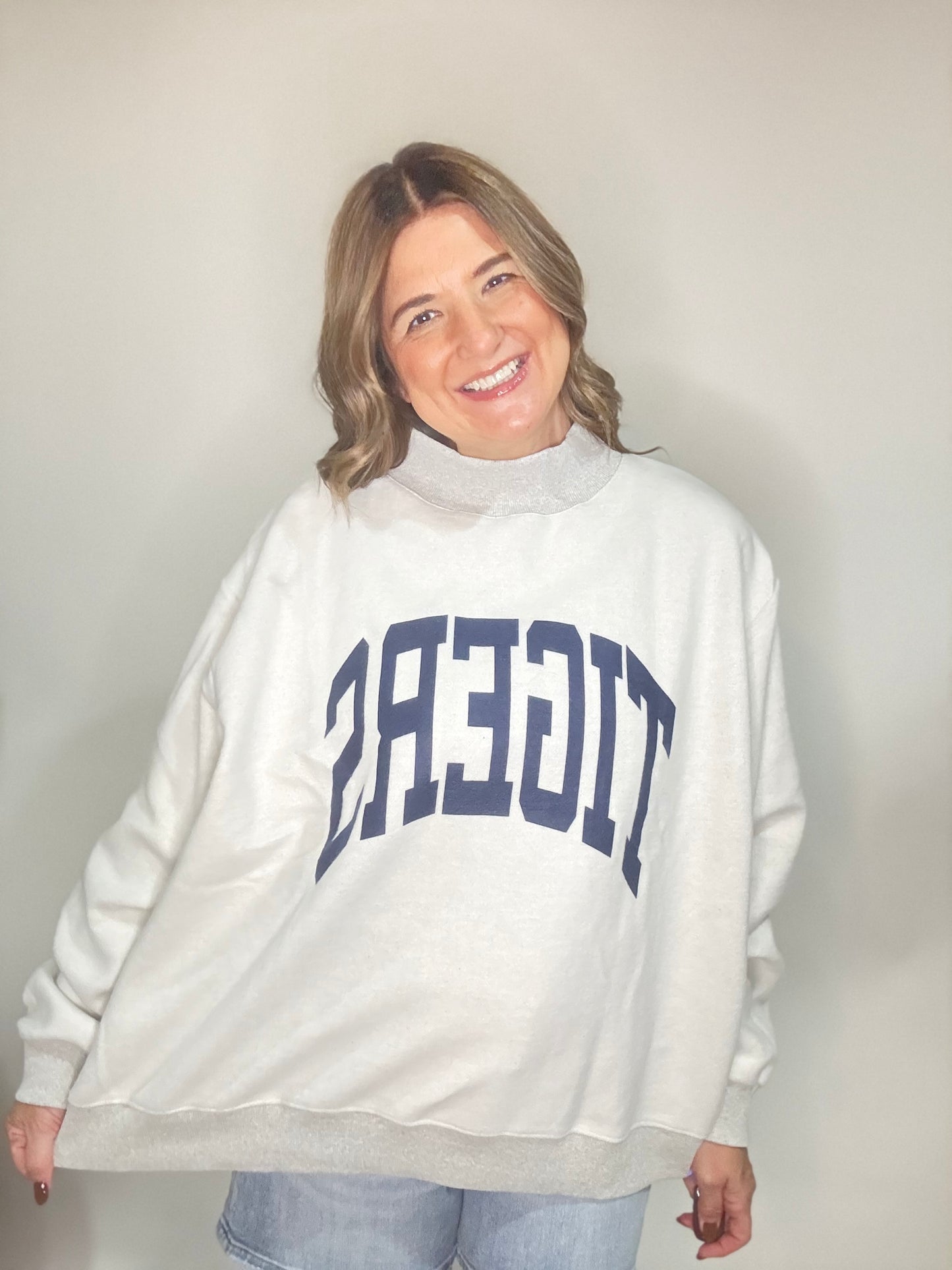 (Auburn) War Damn/Tigers print reversible mock neck sweatshirts - Triple Charm Boutique