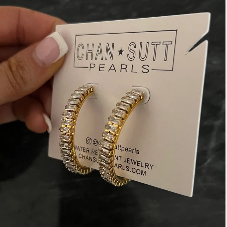 LARGE DIAMOND HOOPS - Triple Charm Boutique
