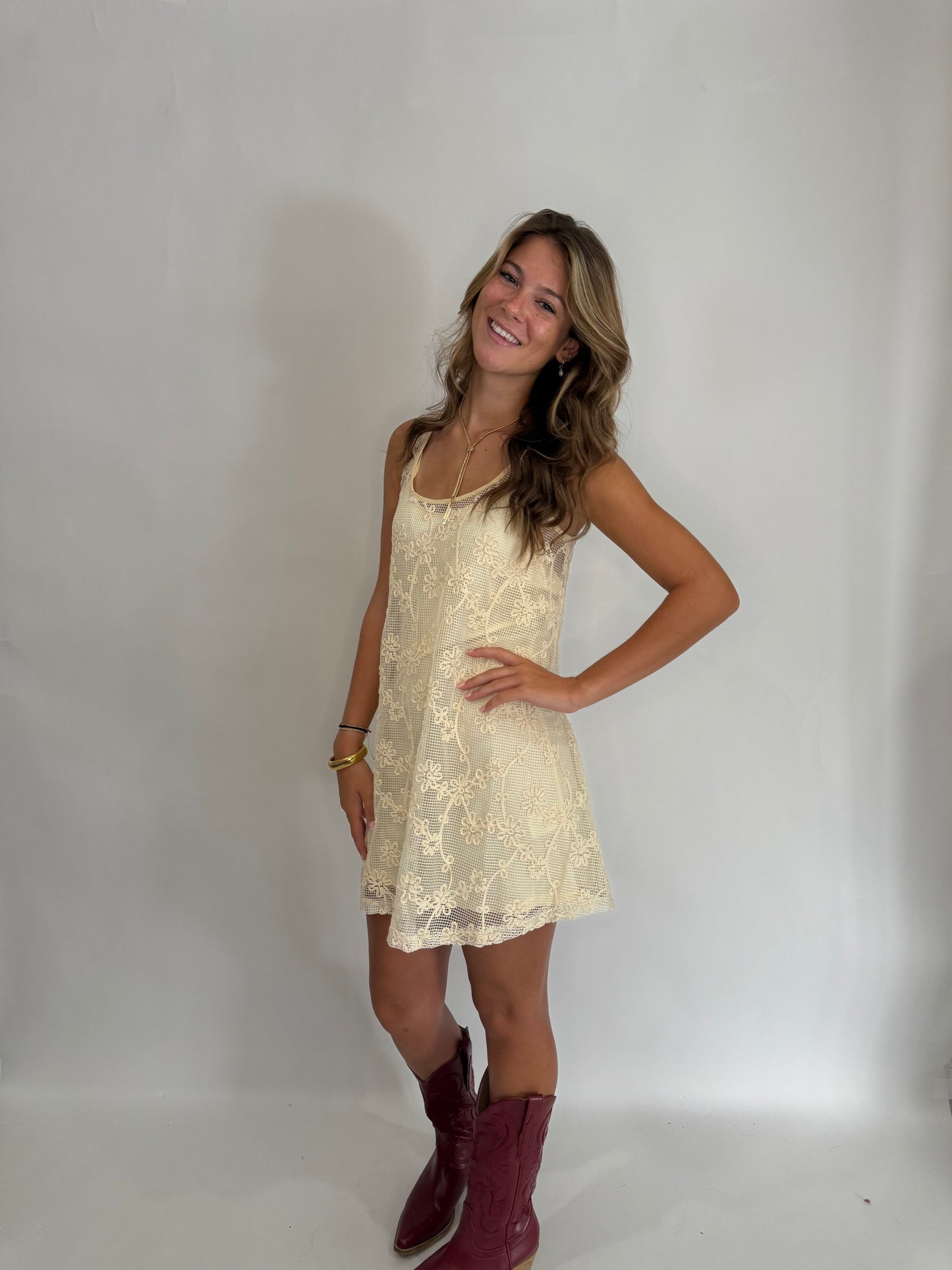 The Madison Embroidered Floral Dress - Triple Charm Boutique
