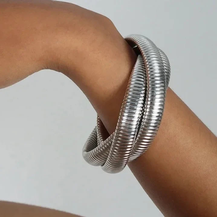TRIPLE SILVER EMMA BRACELET - Triple Charm Boutique