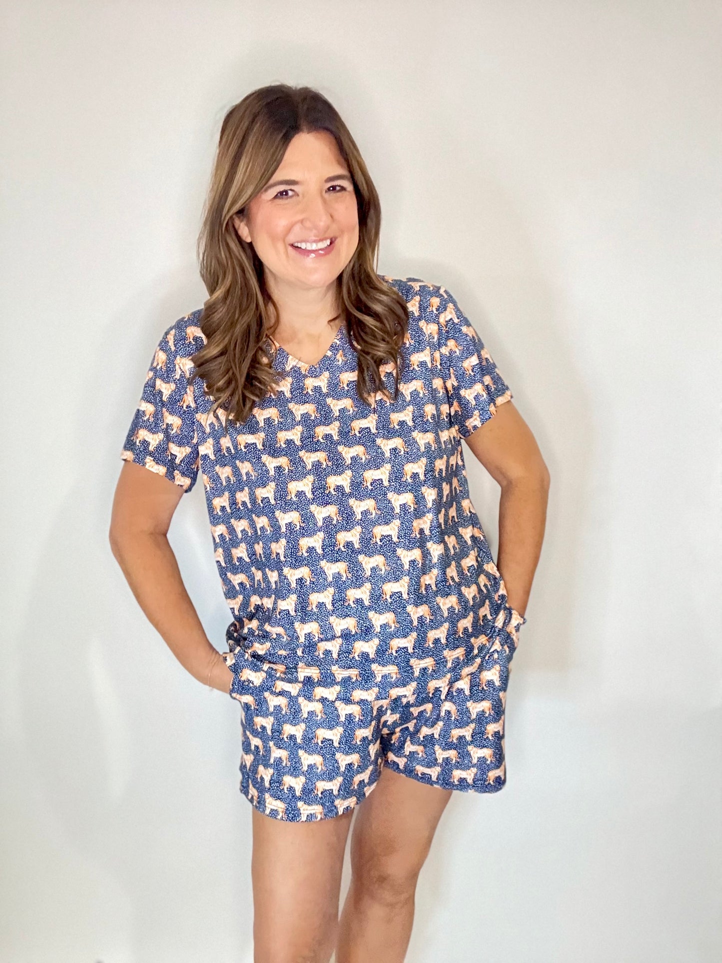 The Mary Square Auburn Tiger Shorts Set Pajama's