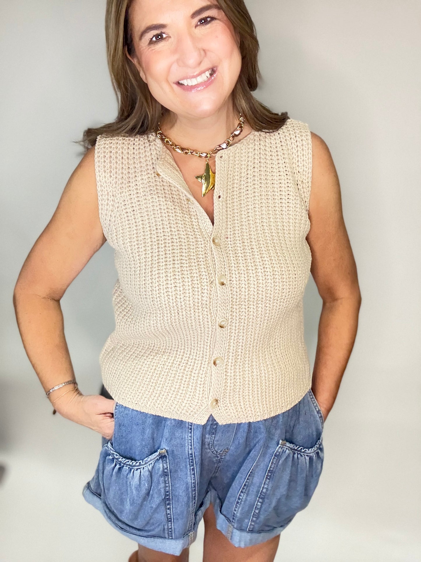 The Cream Button Up Sweater
