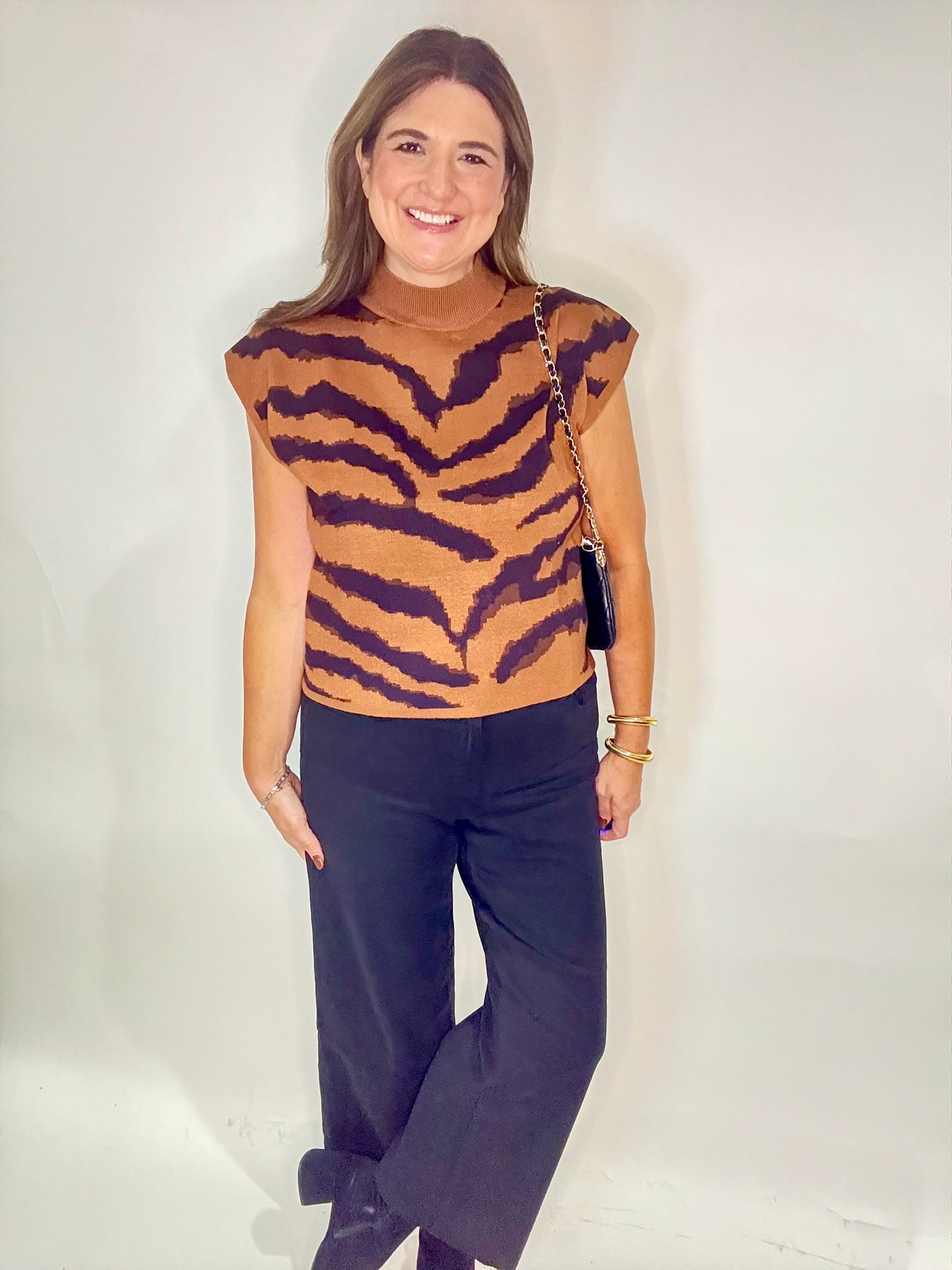 The Tiger Stripe Cap Sleeve Sweater