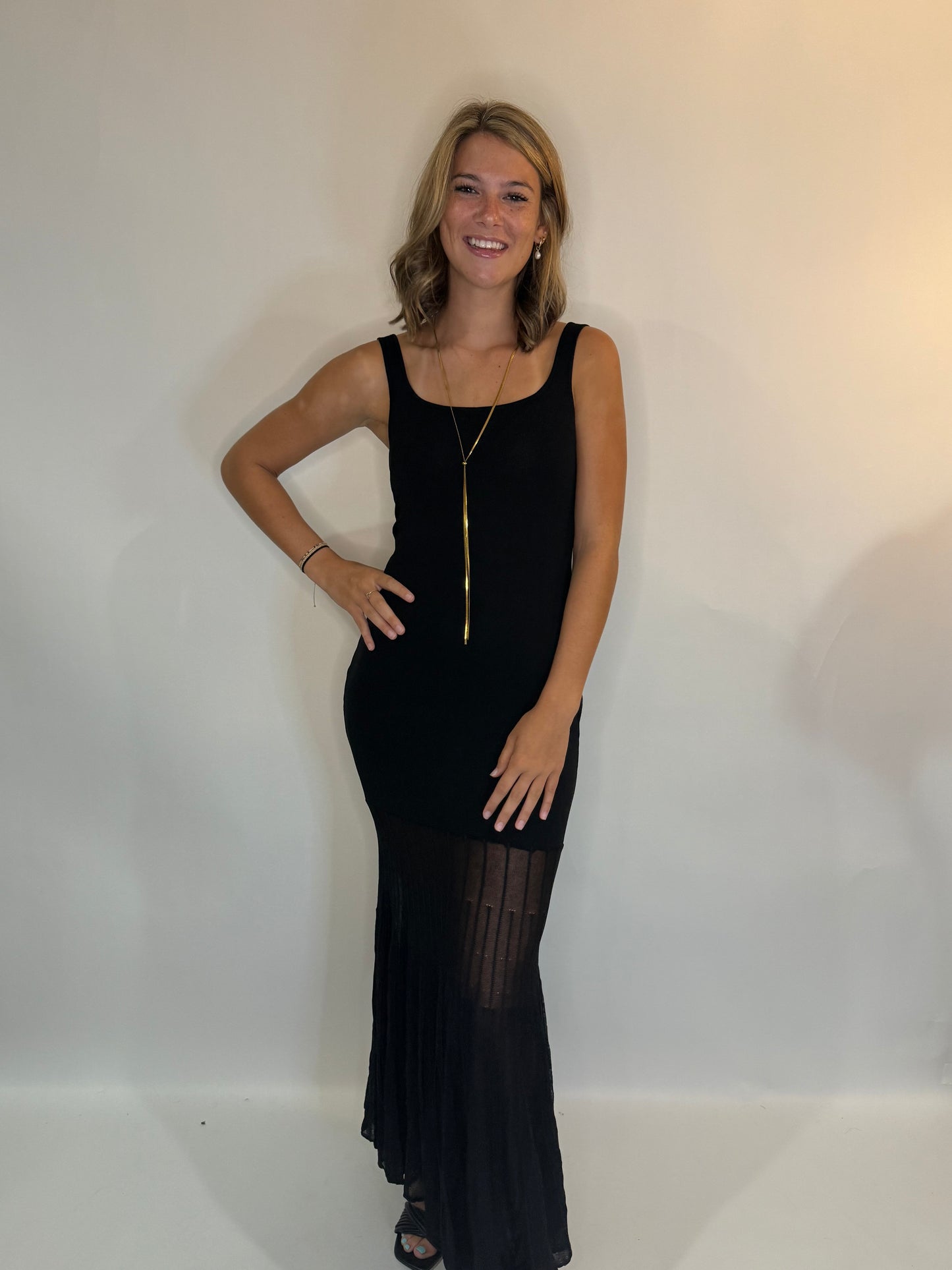 Sleevless Beautiful Black Fitted Maxi Dress - Triple Charm Boutique