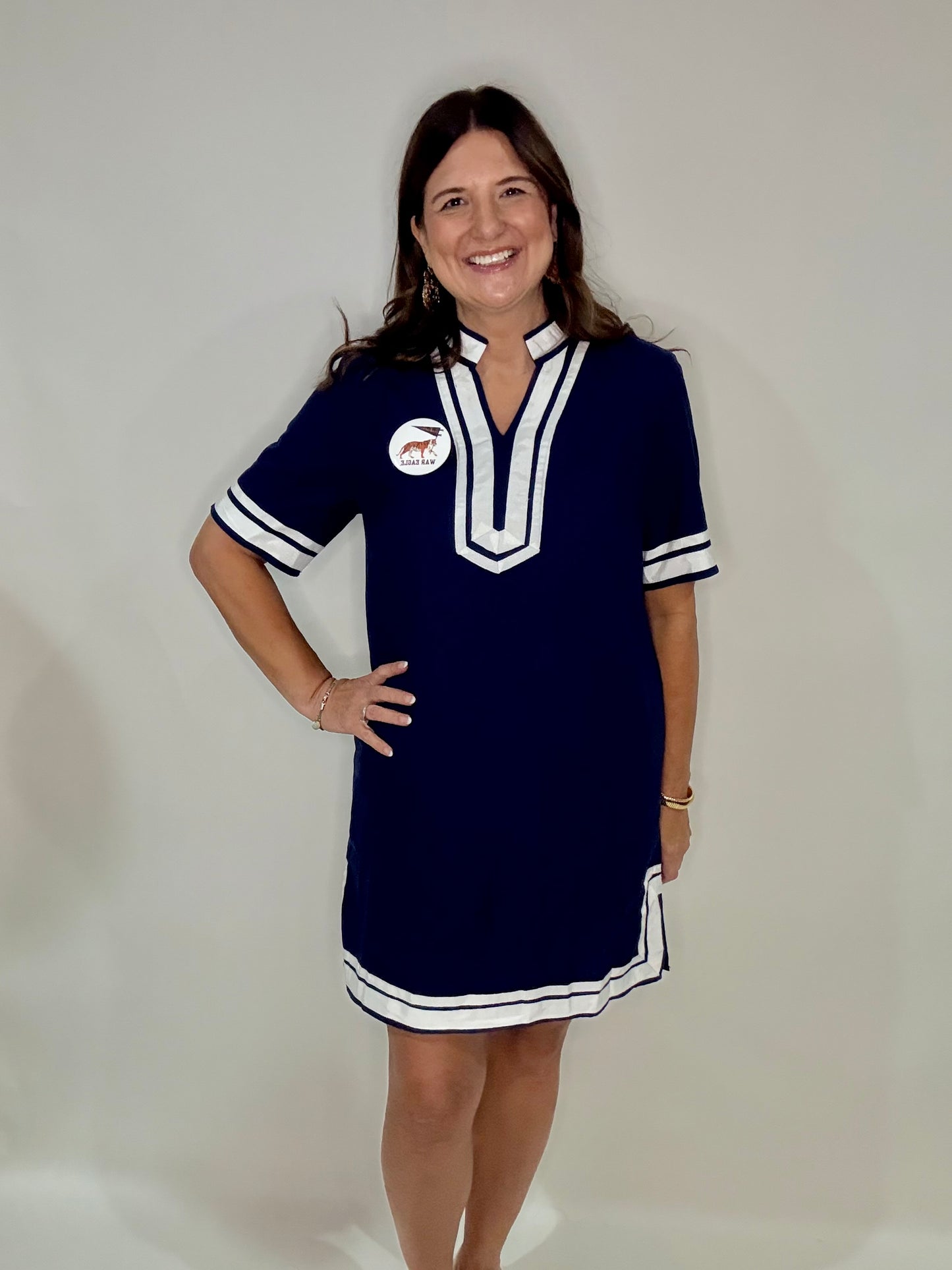 The Nautical Navy Linen Dress - Triple Charm Boutique