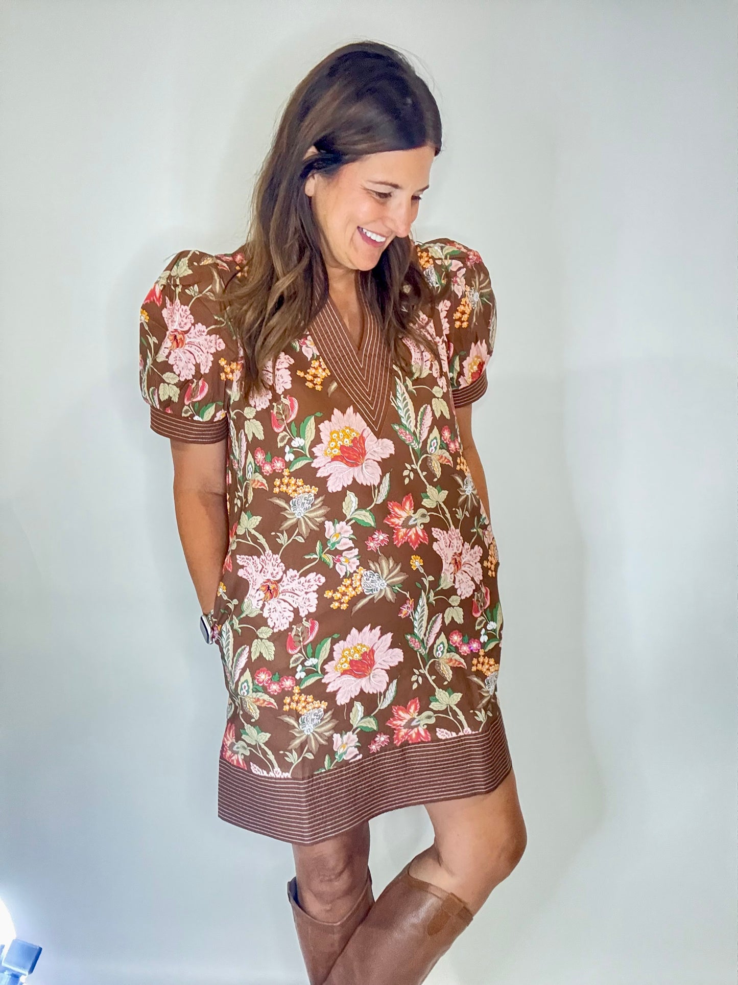 The Autumn Bloom Shift Dress - Triple Charm Boutique