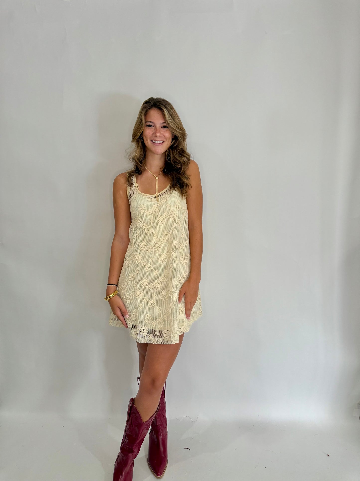 The Madison Embroidered Floral Dress - Triple Charm Boutique