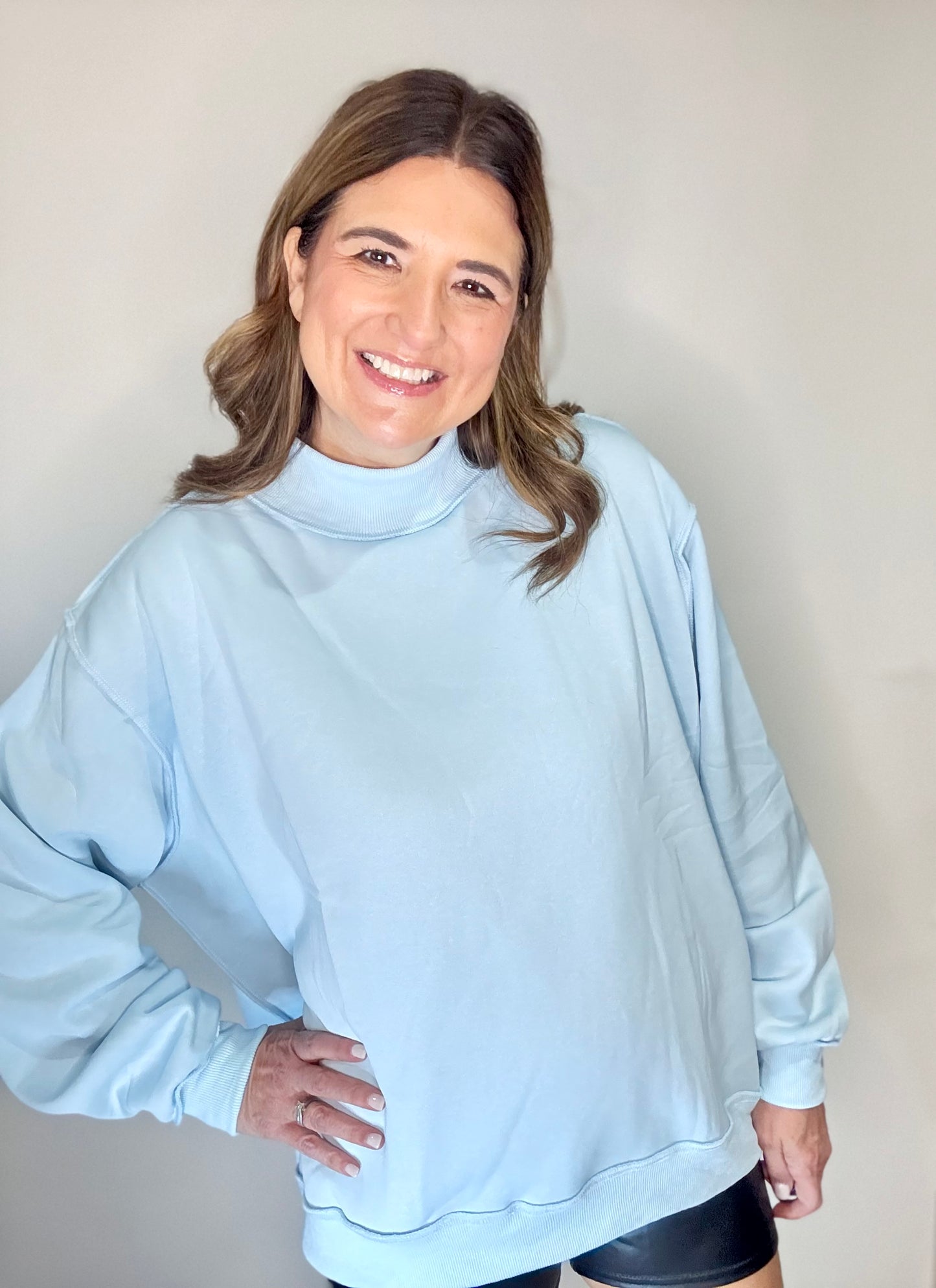 The Baby Blue Mock Neck Sweatshirt