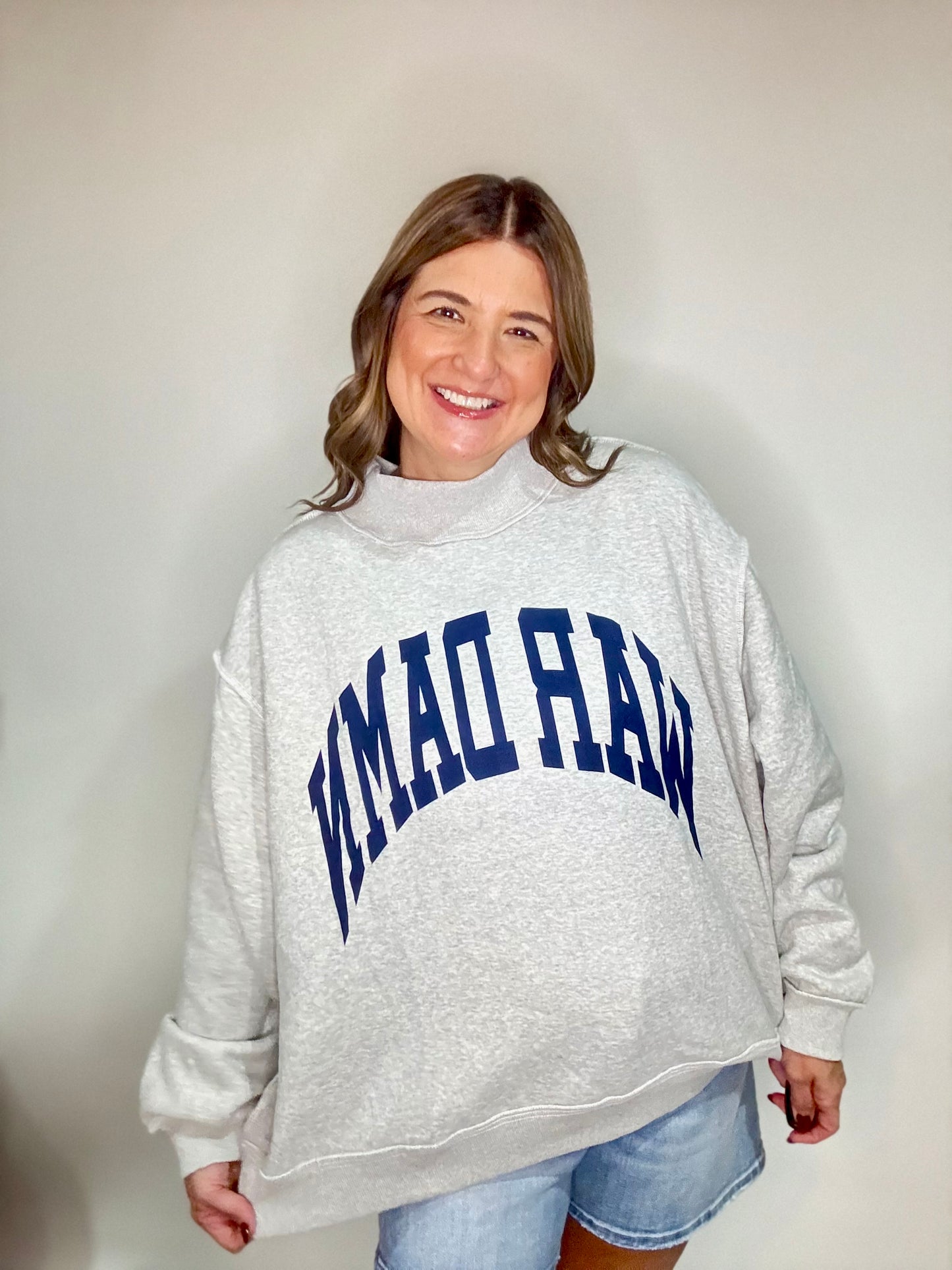 (Auburn) War Damn/Tigers print reversible mock neck sweatshirts - Triple Charm Boutique