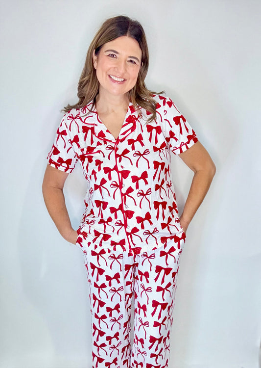 The Mary Square Red Bow Pajama's