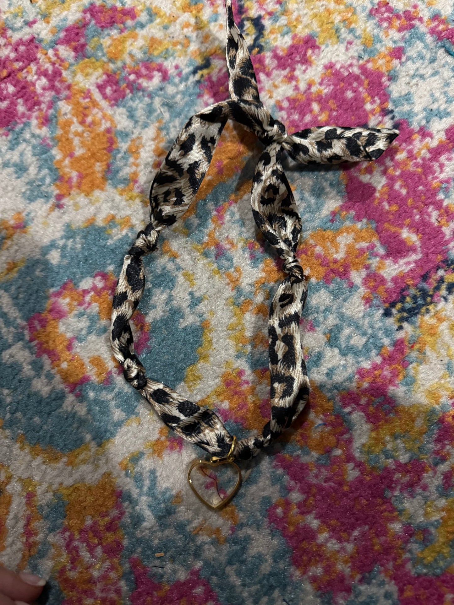Leopard Scarf Necklace Gold Heart