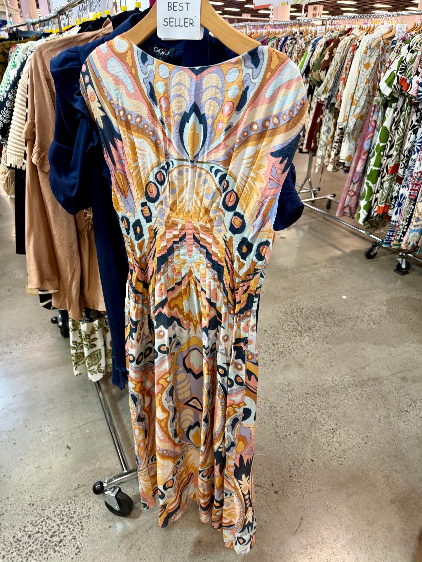 The Christine Abstract Midi Dress - Triple Charm Boutique