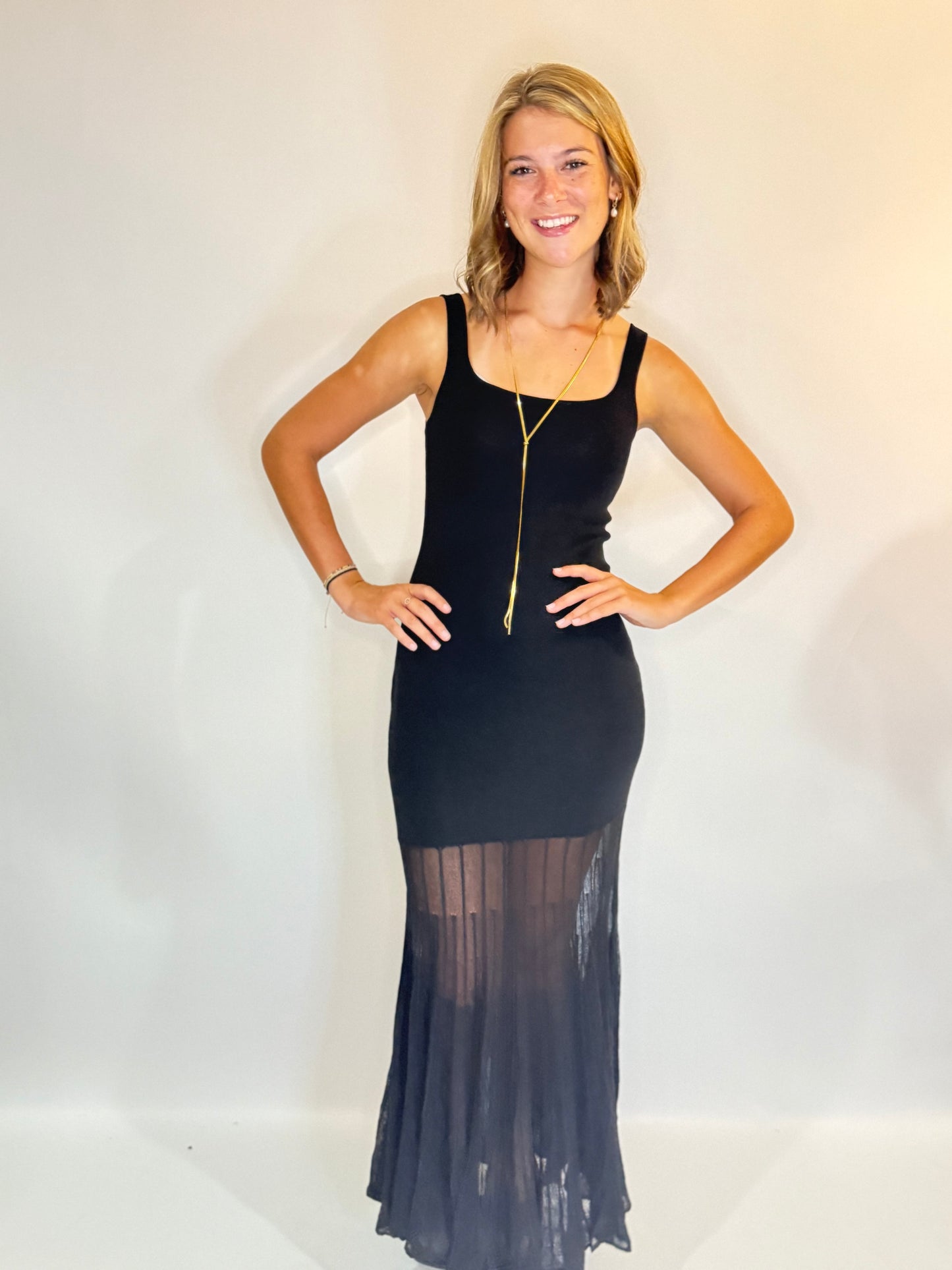 Sleevless Beautiful Black Fitted Maxi Dress - Triple Charm Boutique