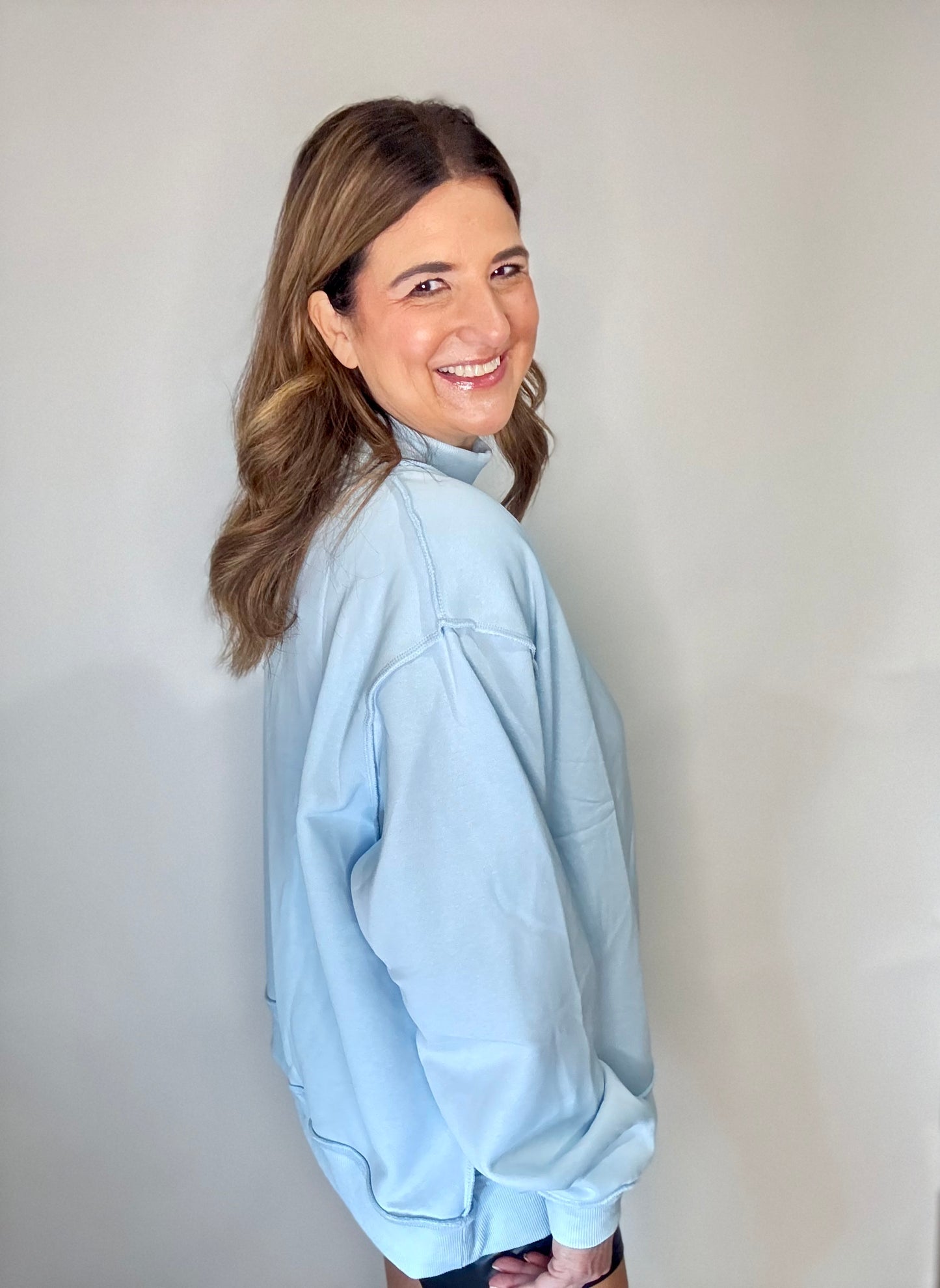 The Baby Blue Mock Neck Sweatshirt