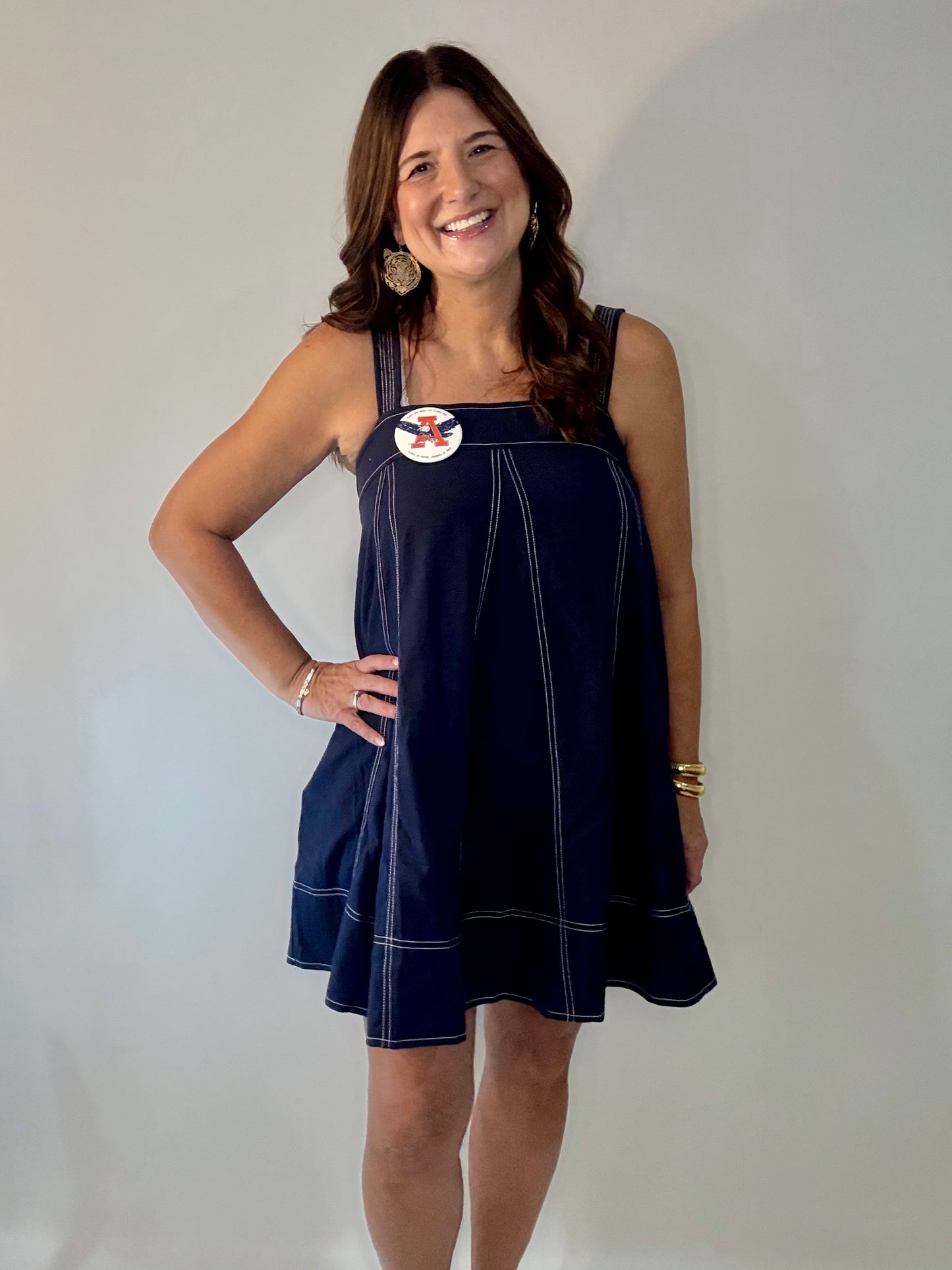 Navy Breeze Mini Dress - Triple Charm Boutique