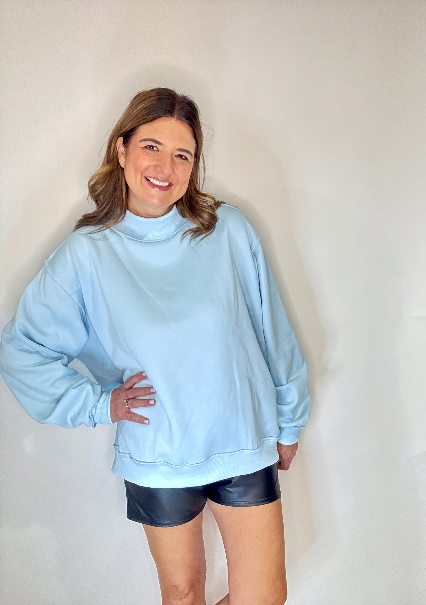 The Baby Blue Mock Neck Sweatshirt