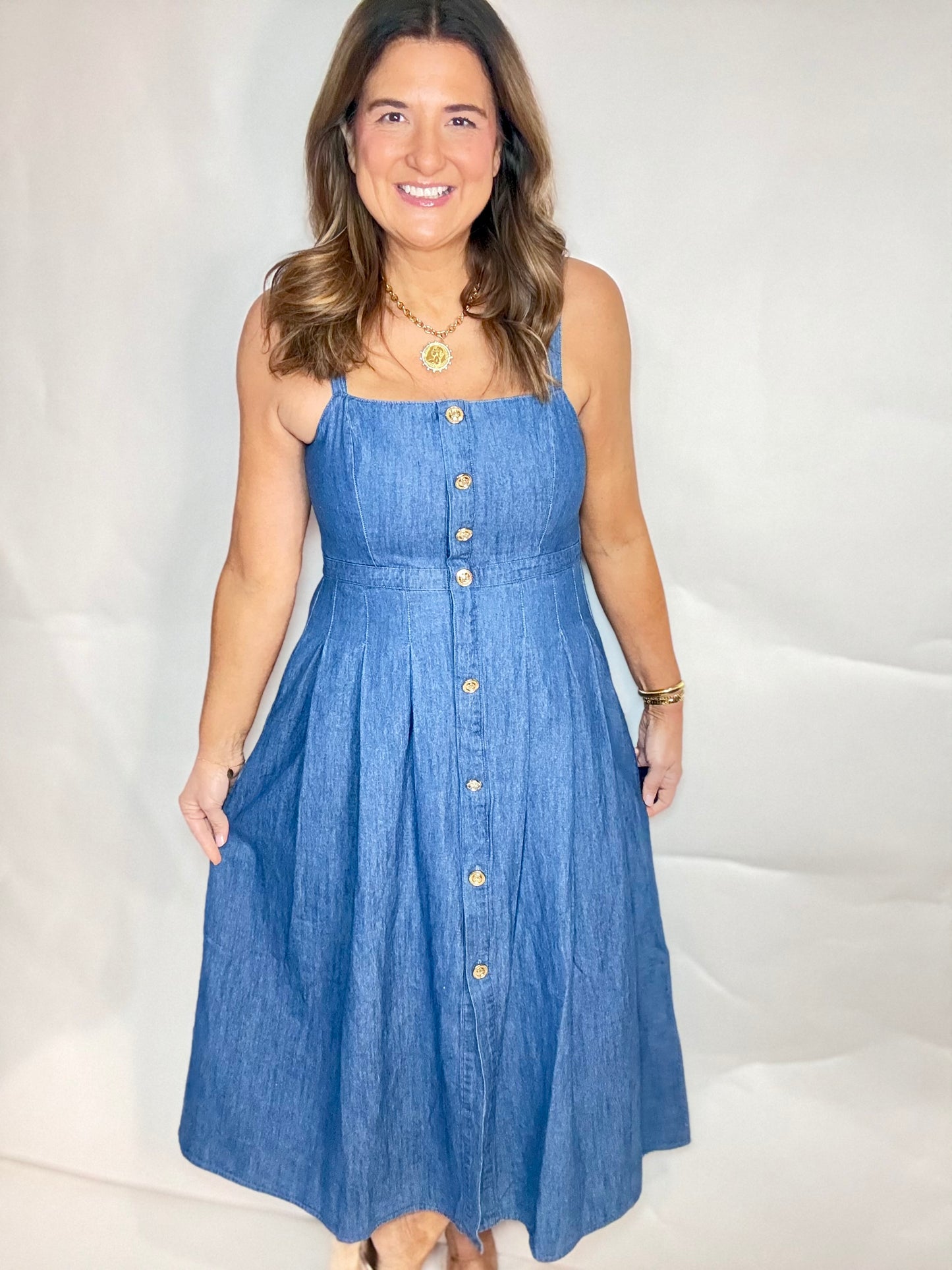 The Sail Away Denim Dress - Triple Charm Boutique