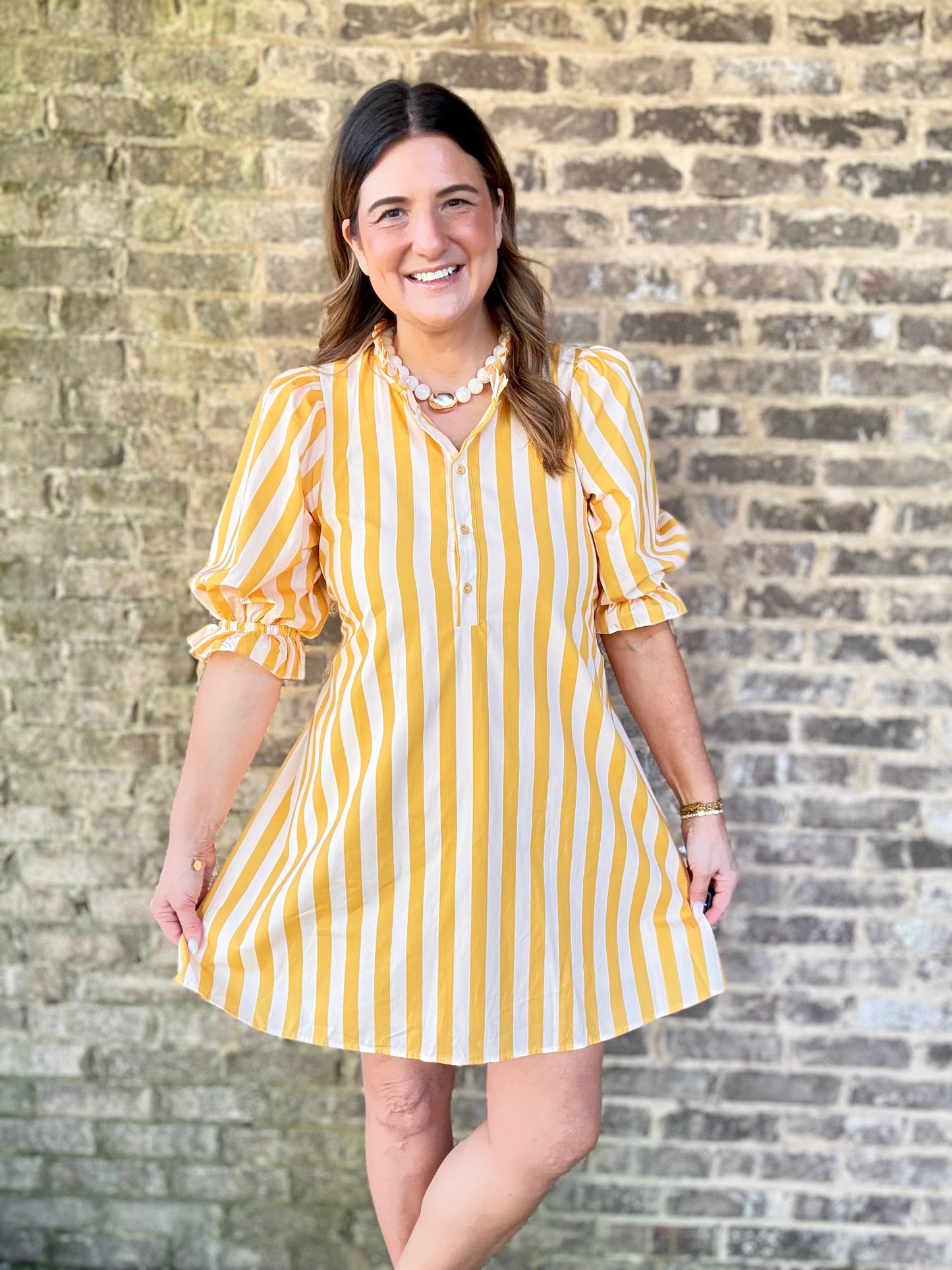 The Camille Yellow Stripe Dress