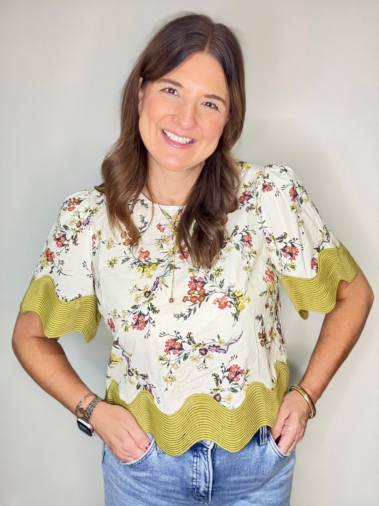 The Flirty Flower Blouse - Triple Charm Boutique