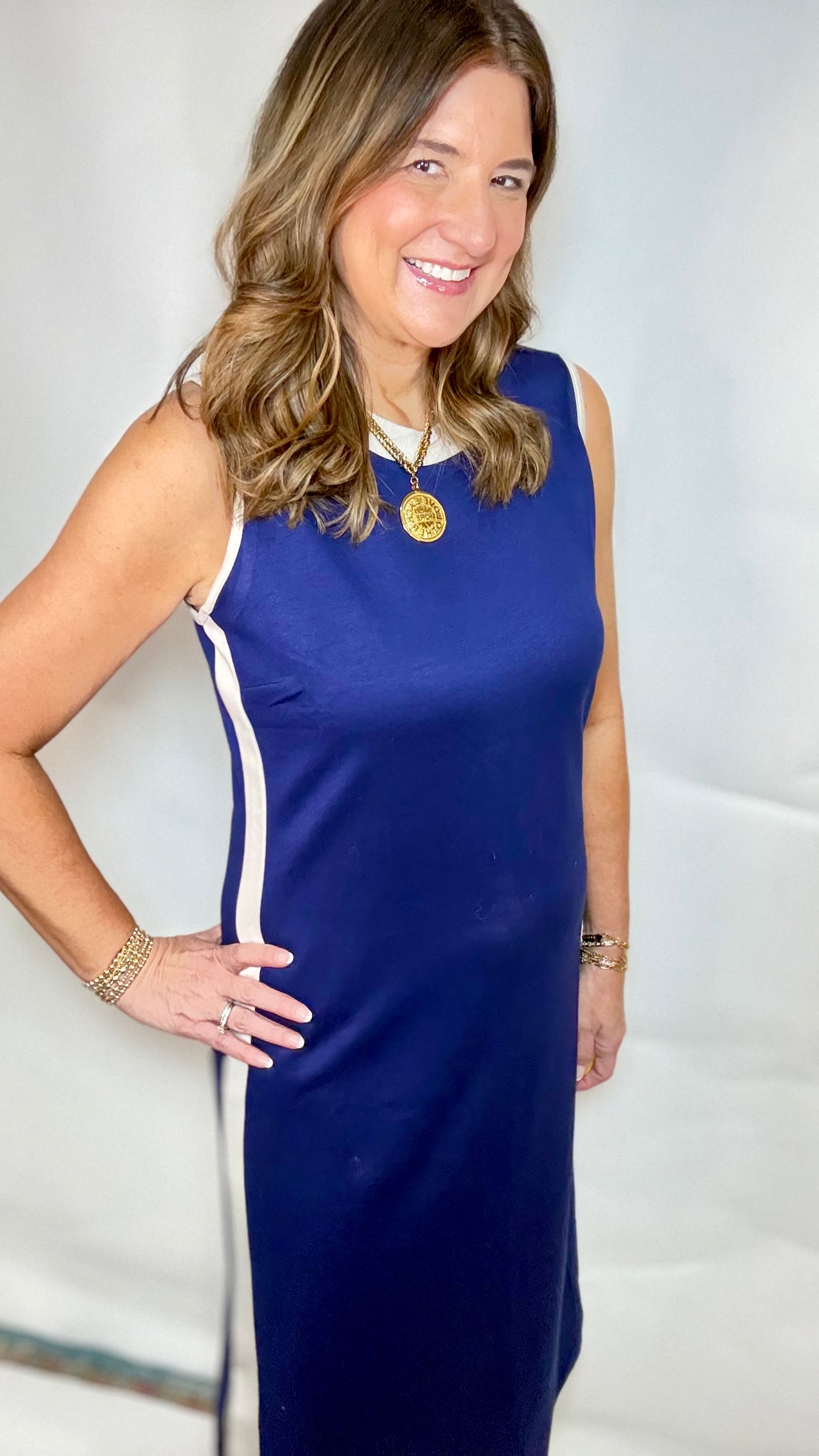 The Ahoy Navy Blue Midi Dress