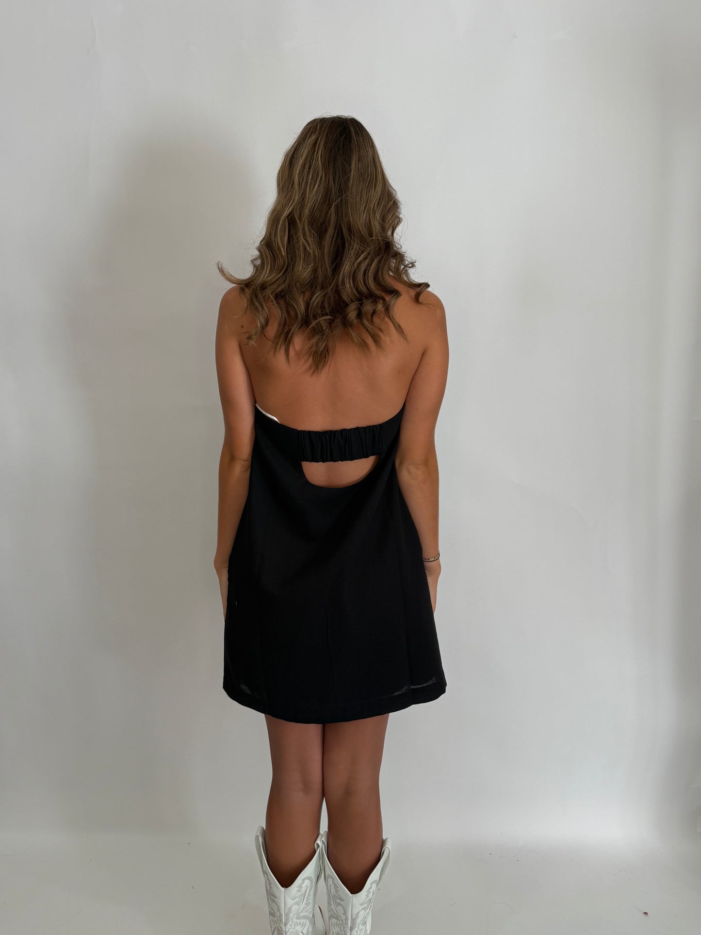 Your favorite Black Linen Strapless Dress - Triple Charm Boutique