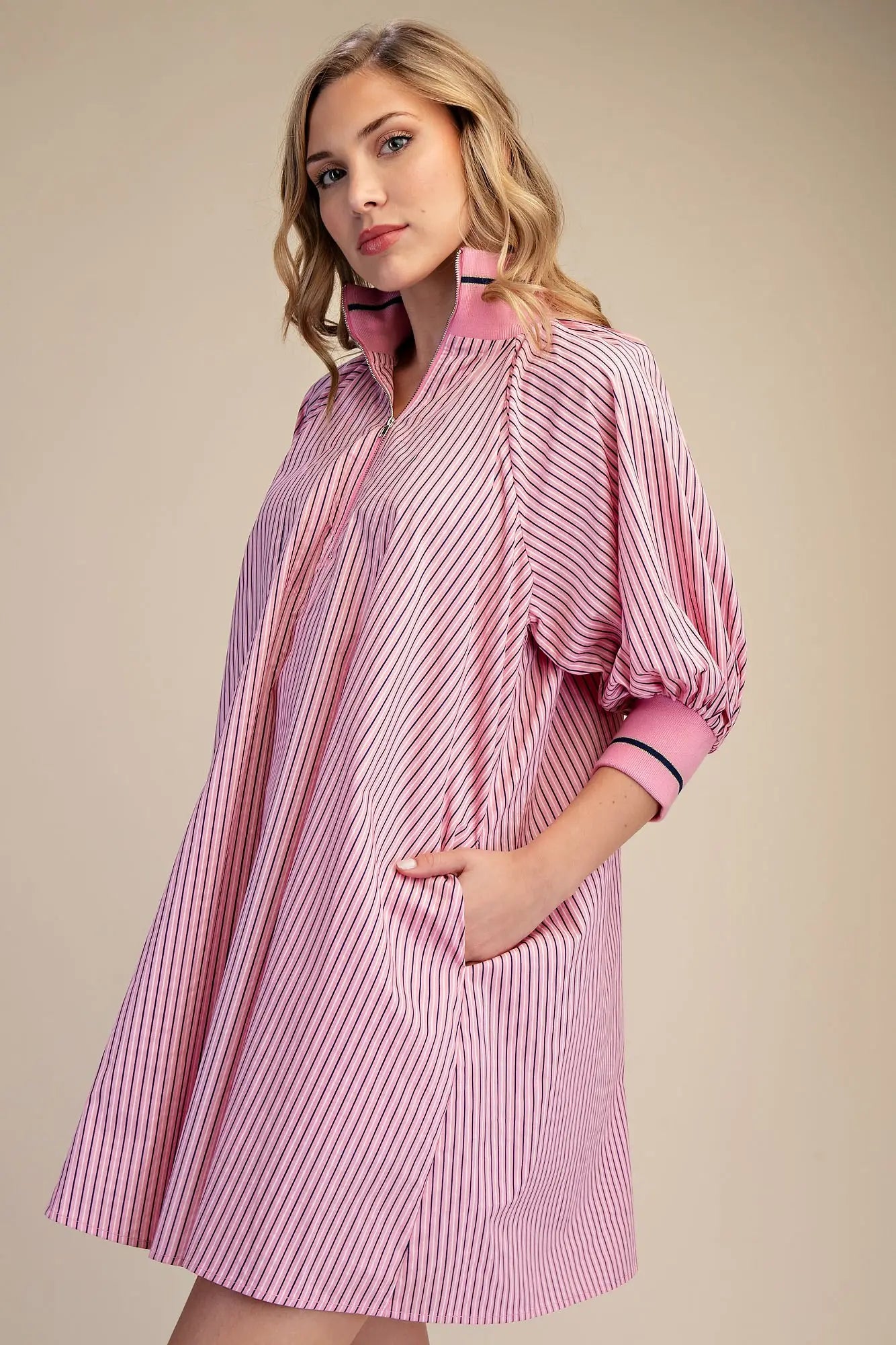 The Pink Stripe Zip Dress