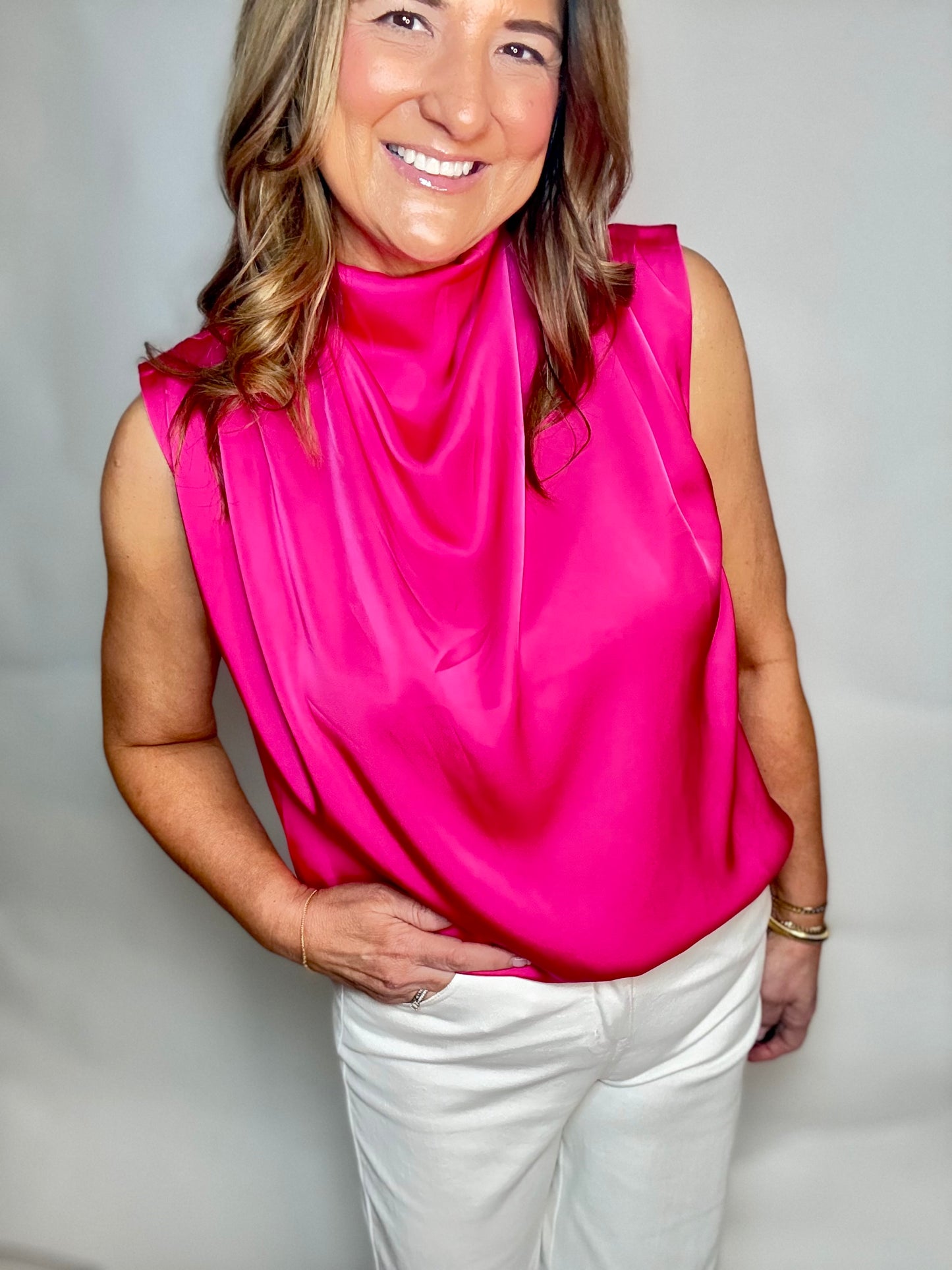 Hot Pink Dressy Top - Triple Charm Boutique