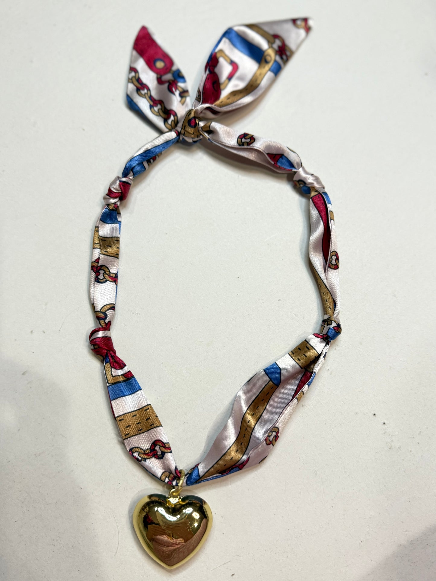 The White, Pink, Blue, & Gold Nautical Scarf Necklace