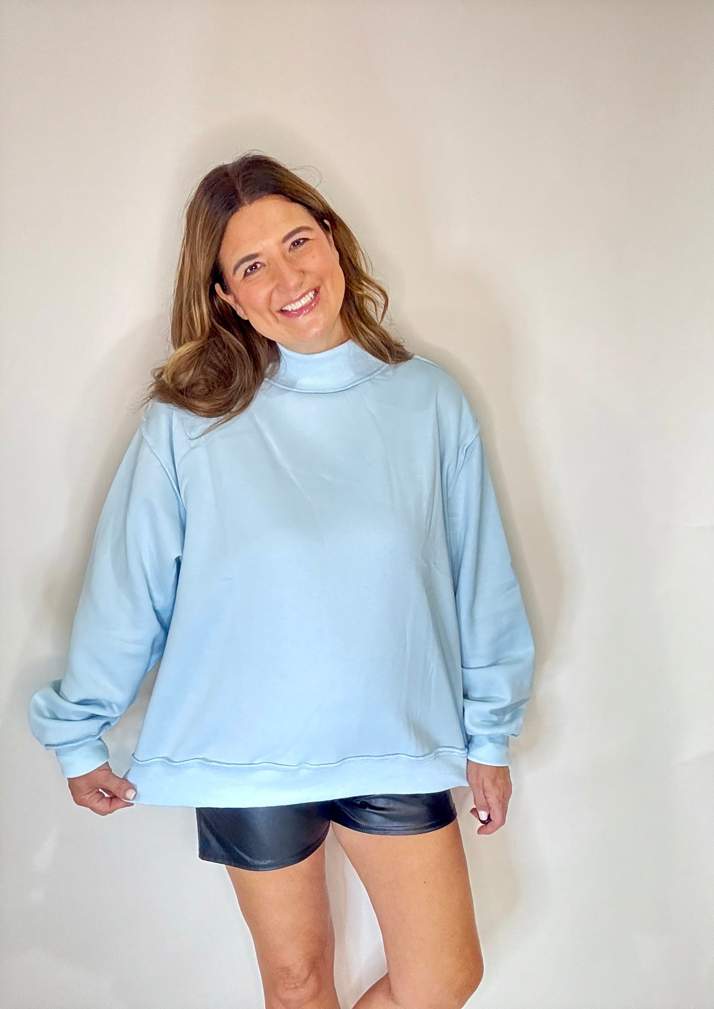 The Baby Blue Mock Neck Sweatshirt