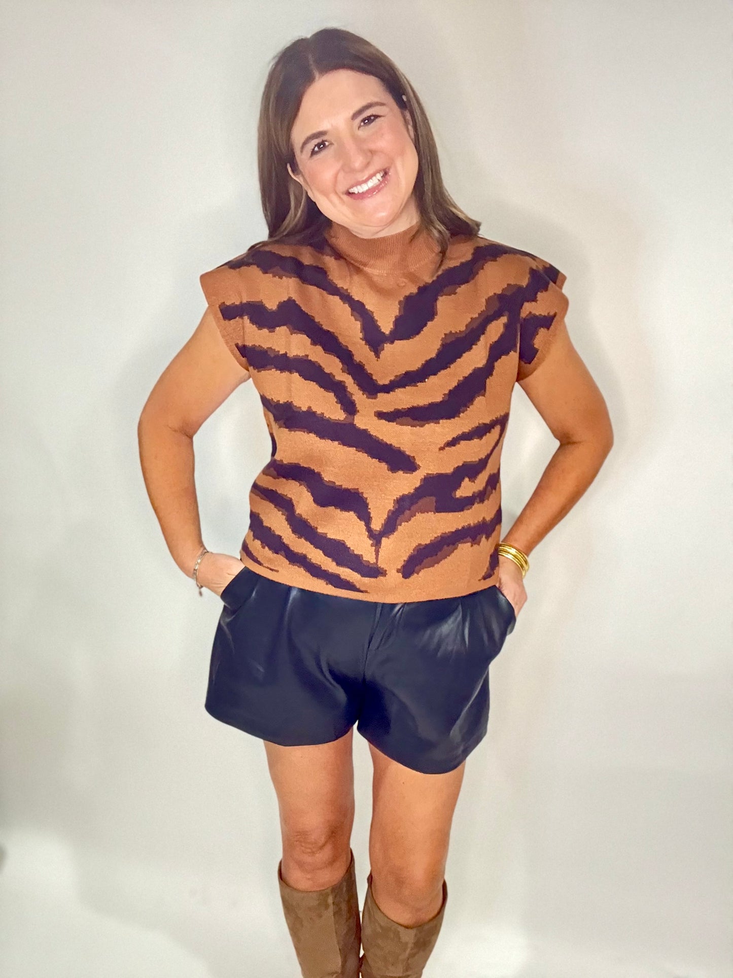 The Tiger Stripe Cap Sleeve Sweater