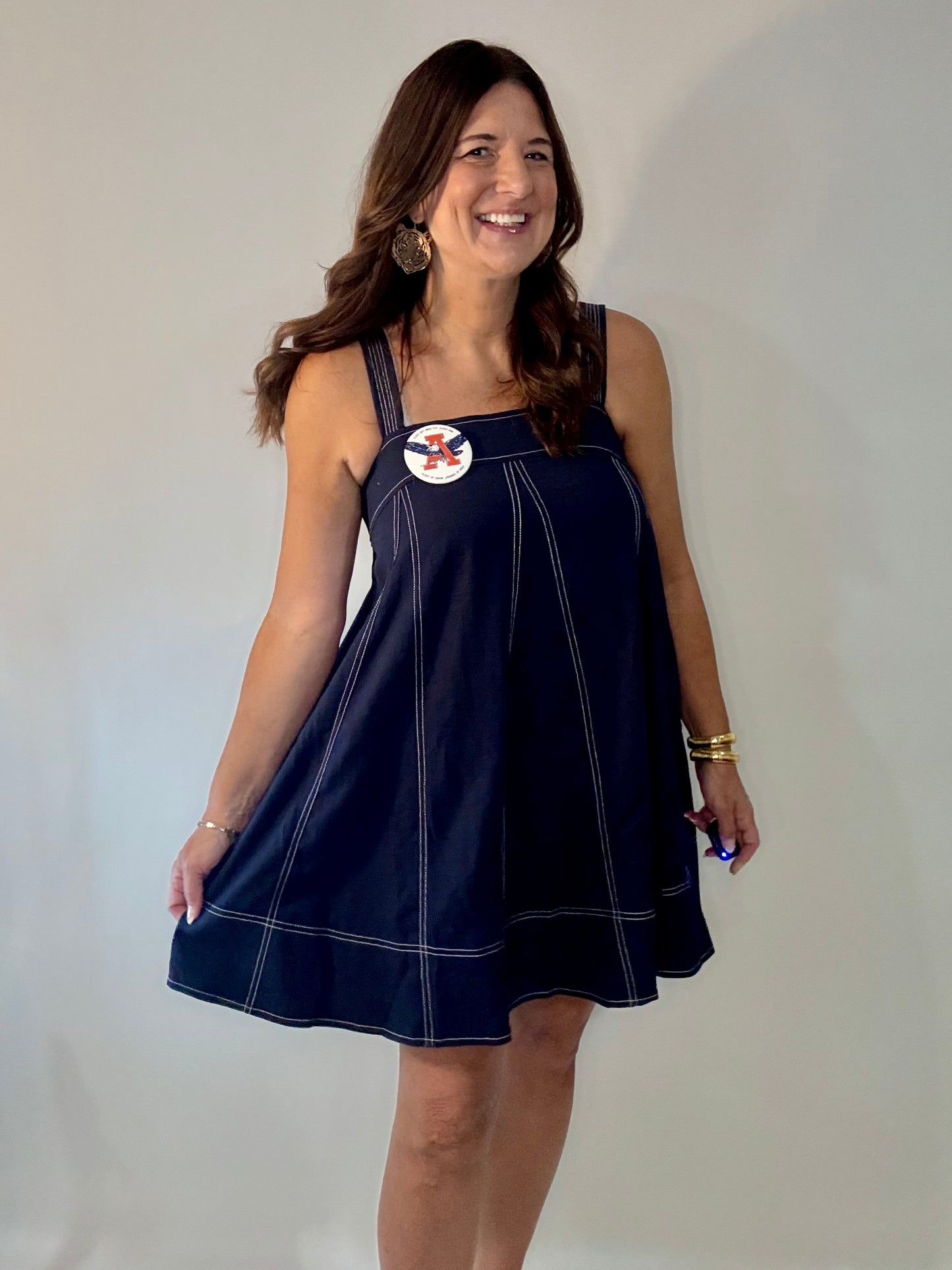 Navy Breeze Mini Dress - Triple Charm Boutique