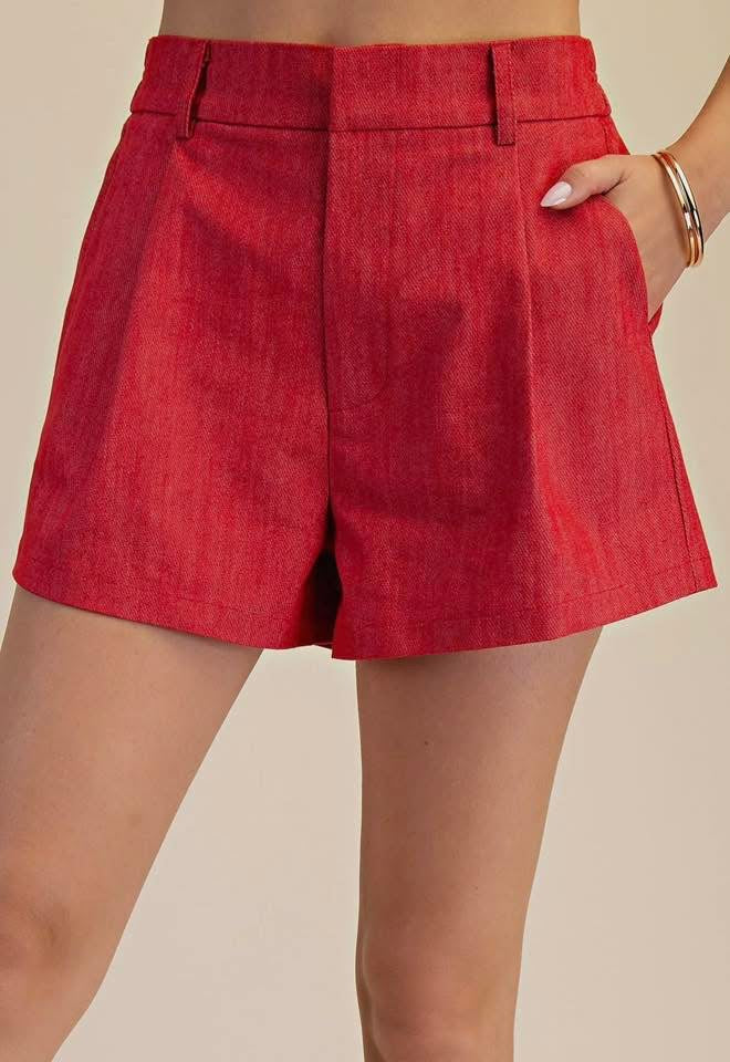 Red Dress Shorts - Triple Charm Boutique