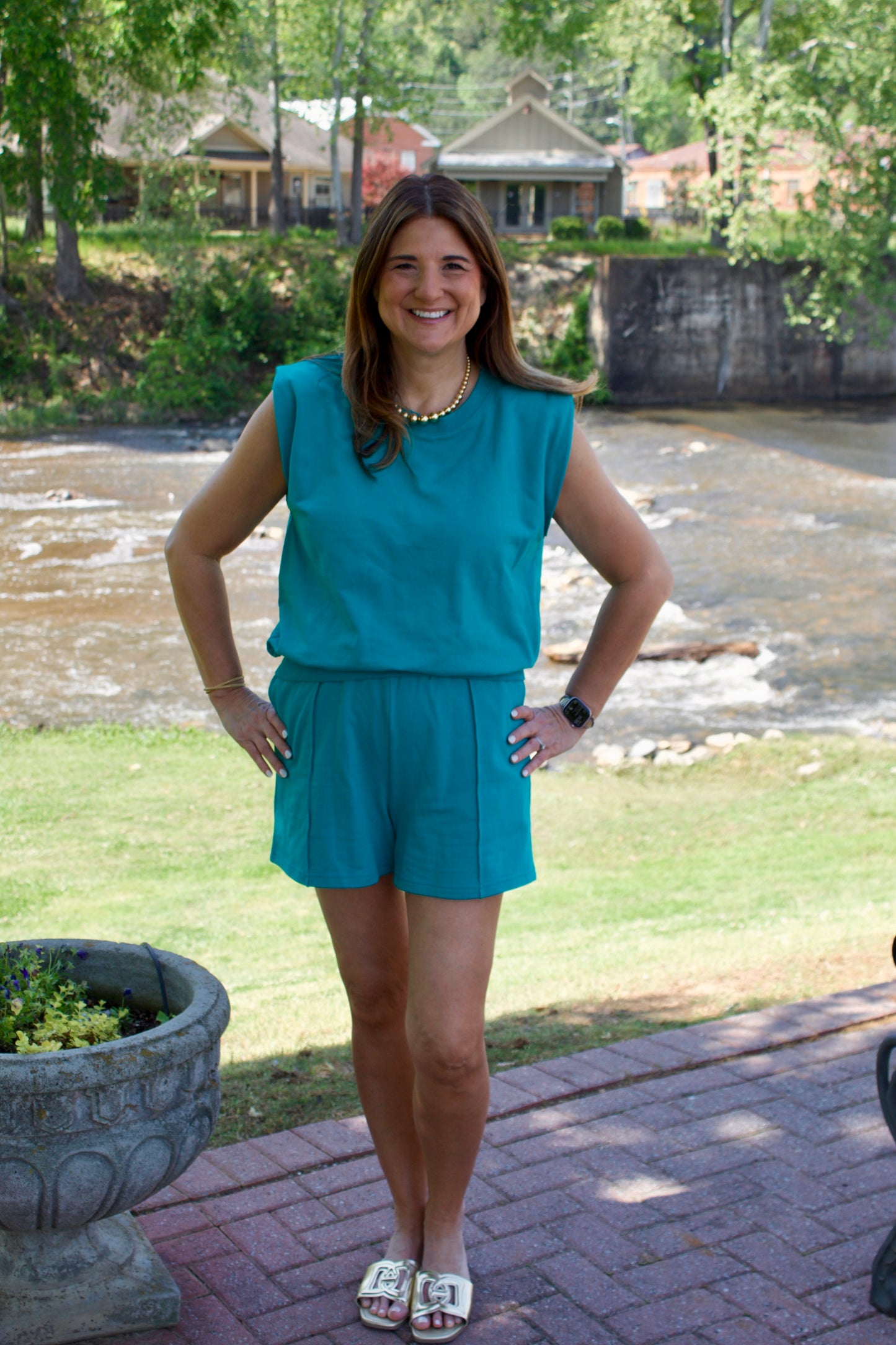 The French Terry Aqua Shorts Set - Triple Charm Boutique