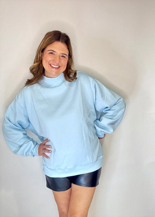 The Baby Blue Mock Neck Sweatshirt