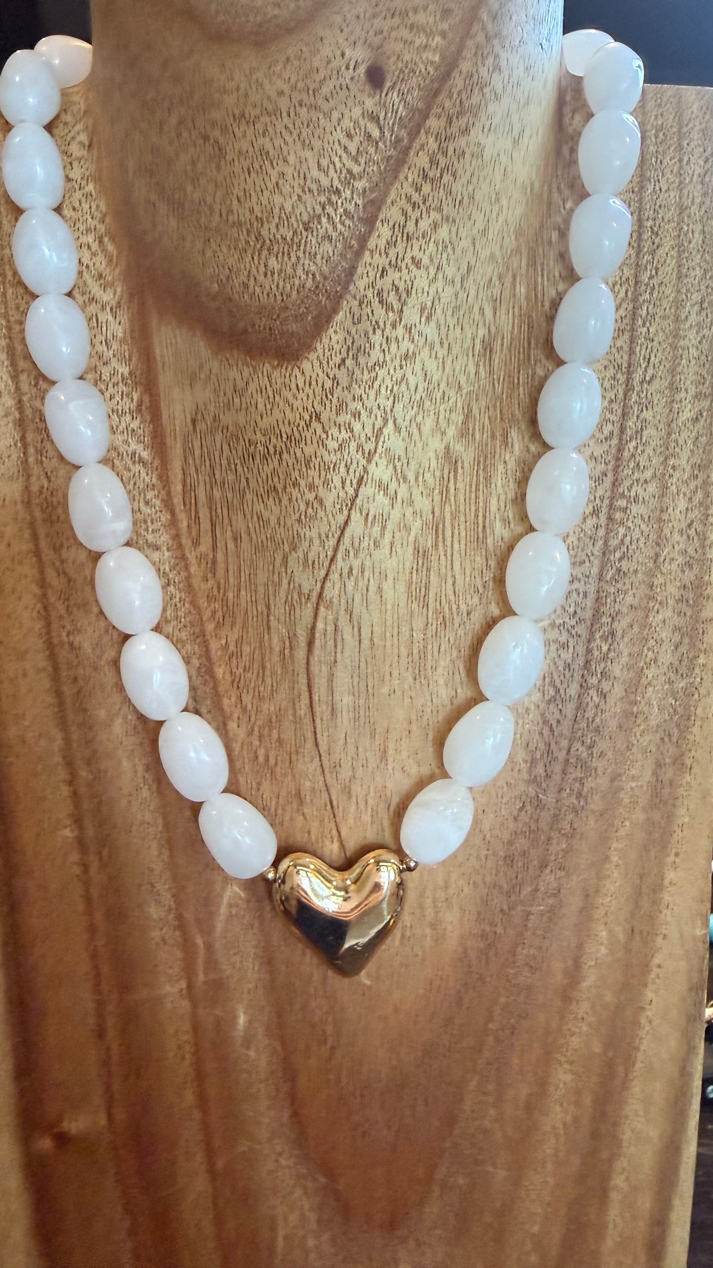 The Small Cream Heart Bead Necklace