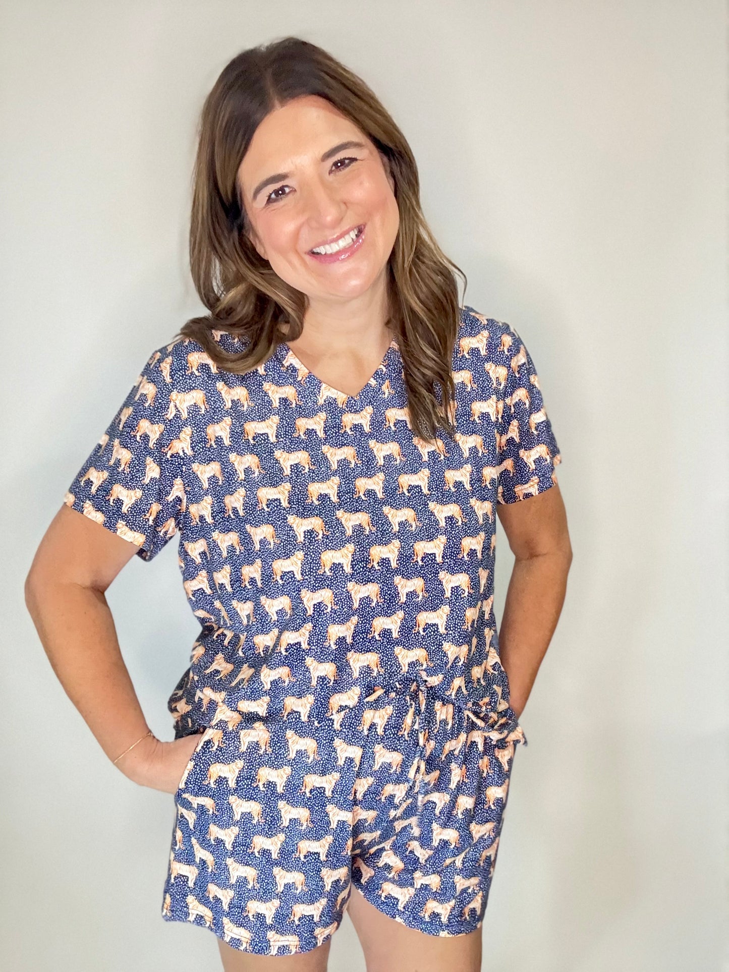 The Mary Square Auburn Tiger Shorts Set Pajama's