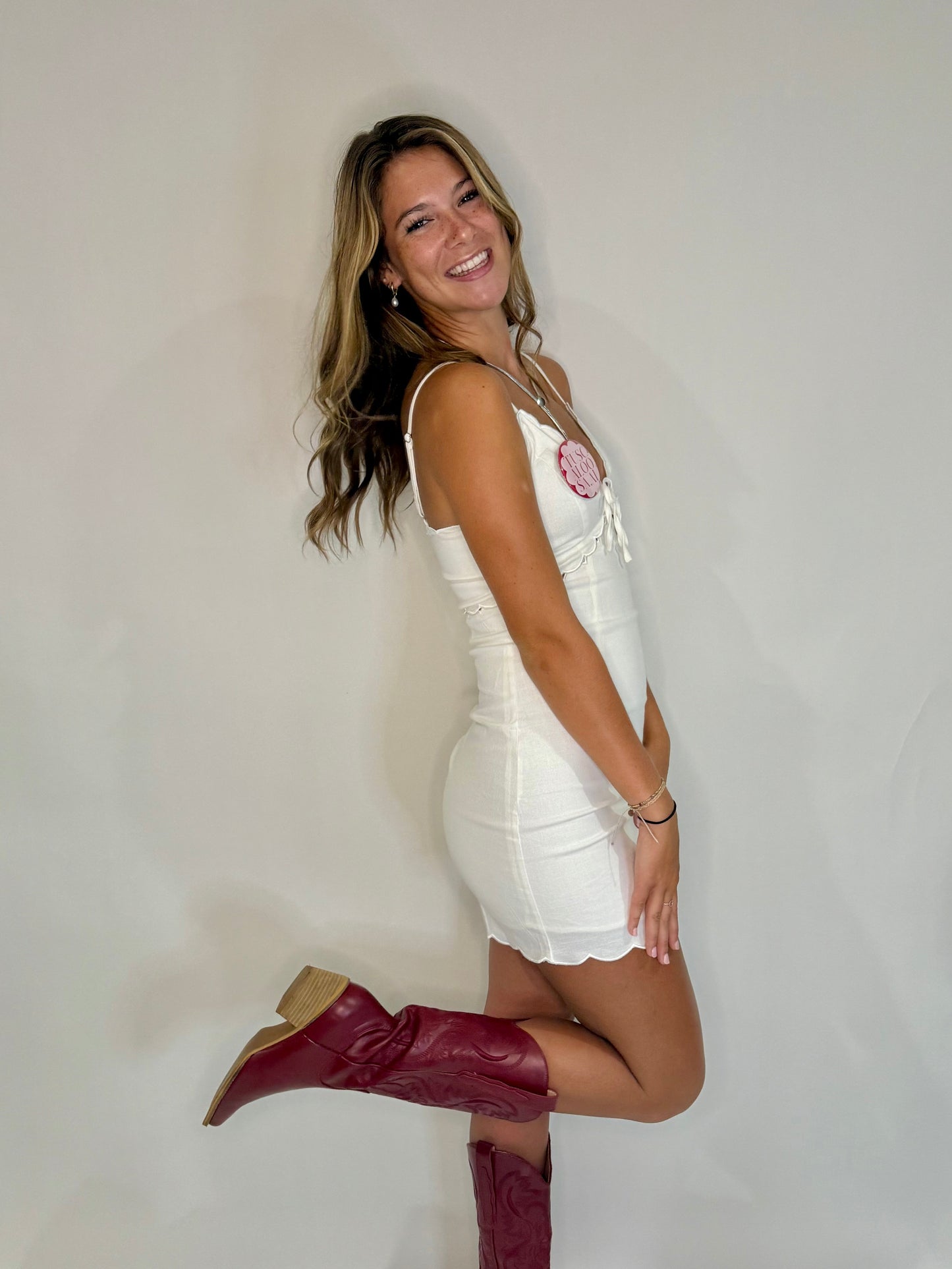 The White Fitted Mini Dress - Triple Charm Boutique