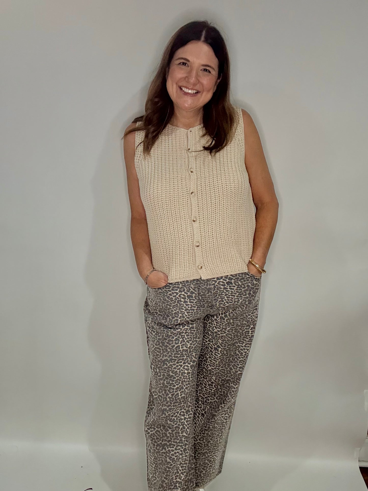 Leopard Denim Flair Jeans - Triple Charm Boutique