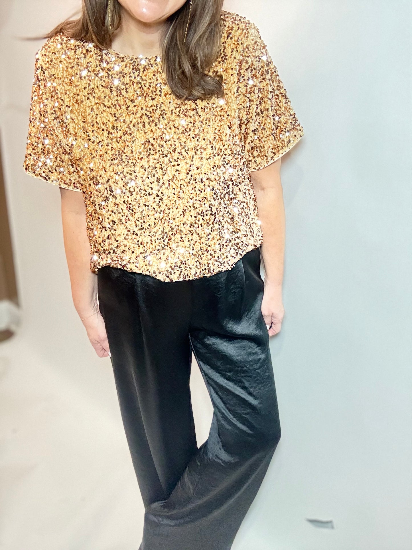 Black Satin Pull On Dress Pants