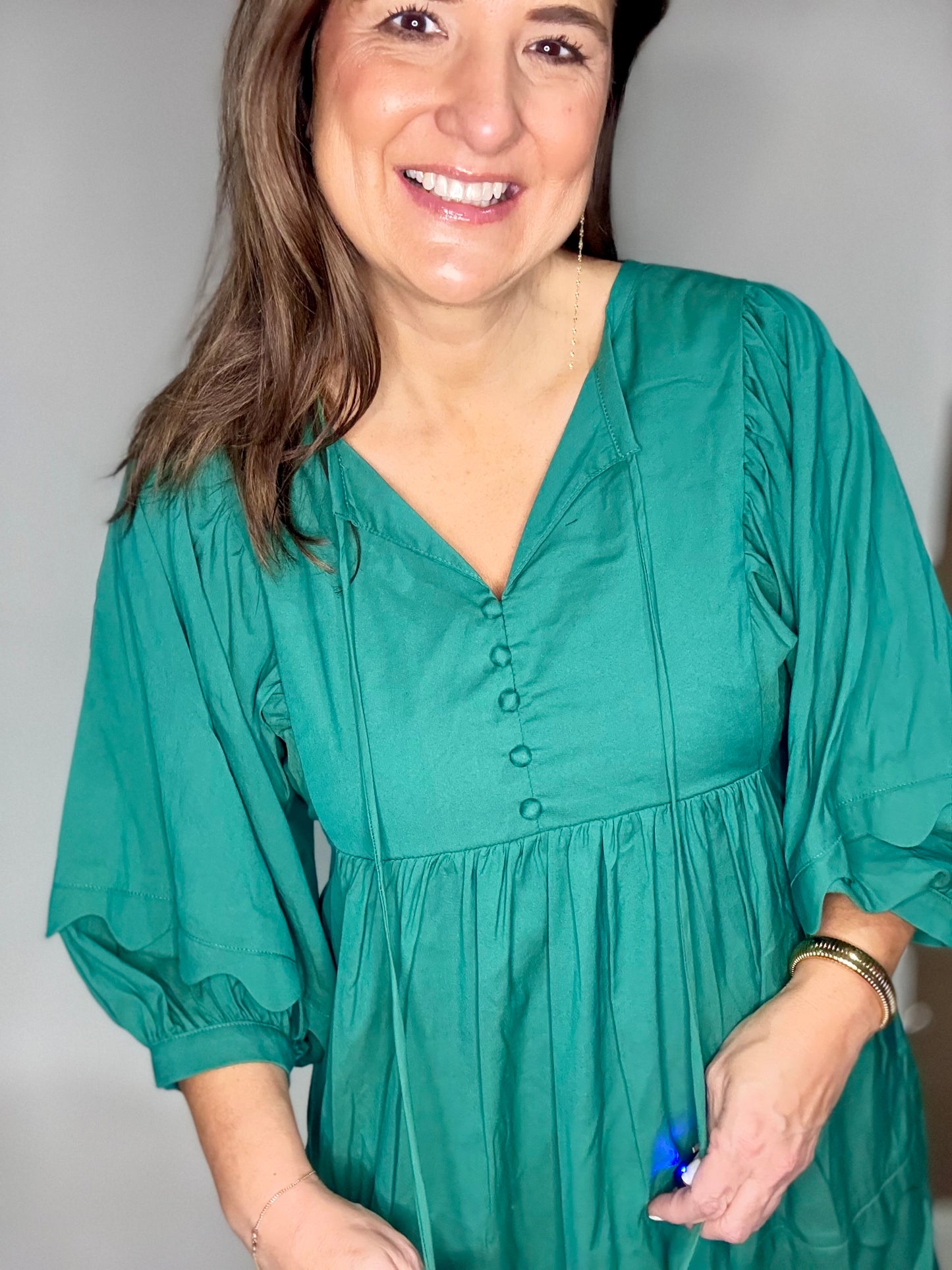 Hunter Green Front Tie Mini Dress - Triple Charm Boutique