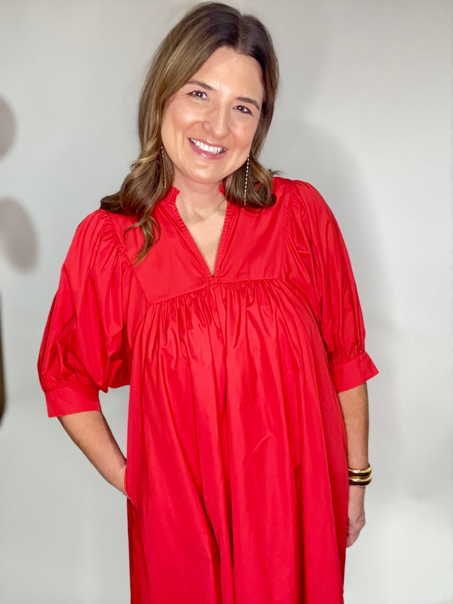 The Red Quarter Sleeve Dress