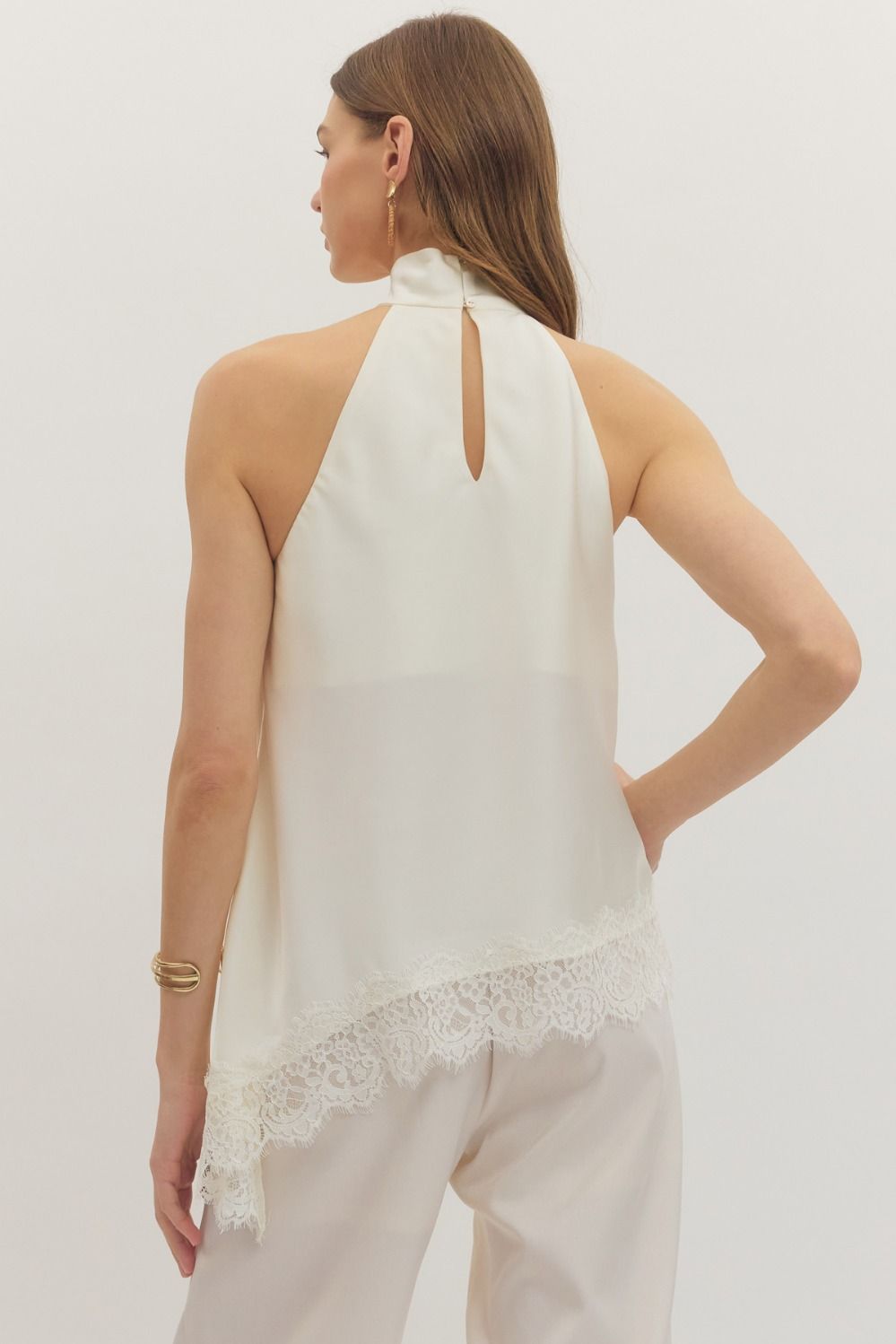 Lovely Cream Lace Halter Top