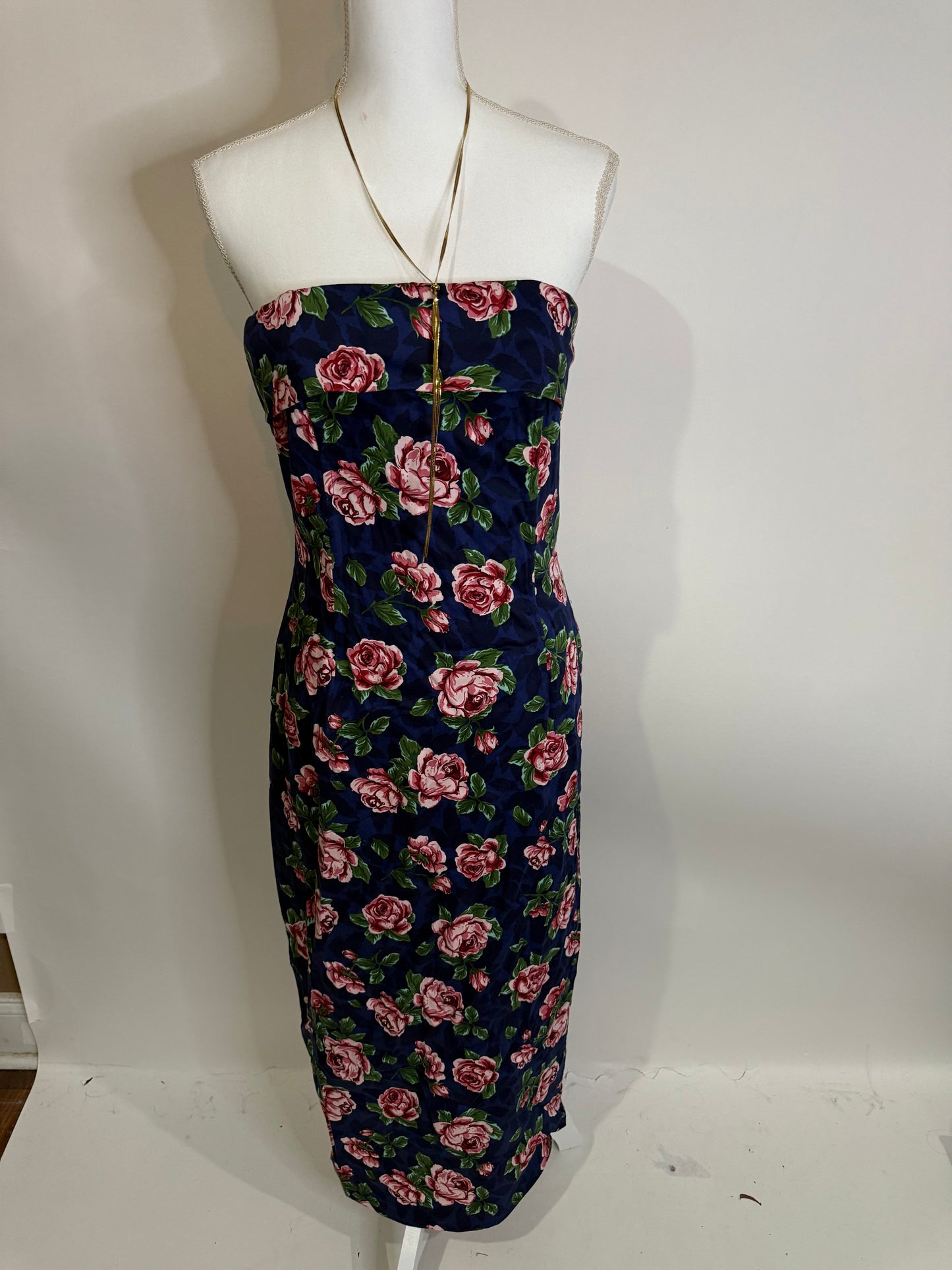 The Navy Floral Midi Dress
