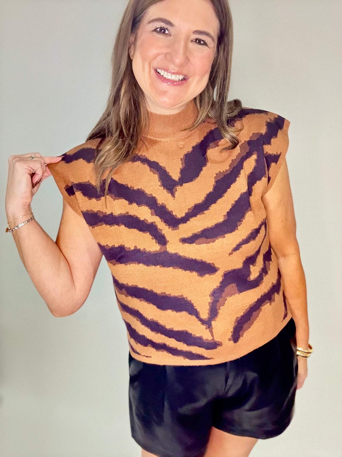 The Tiger Stripe Cap Sleeve Sweater