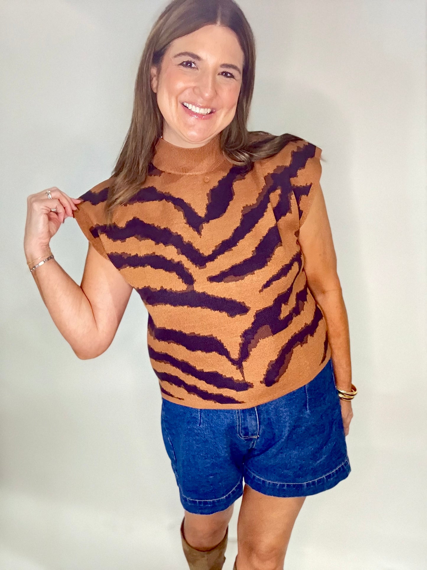 The Tiger Stripe Cap Sleeve Sweater