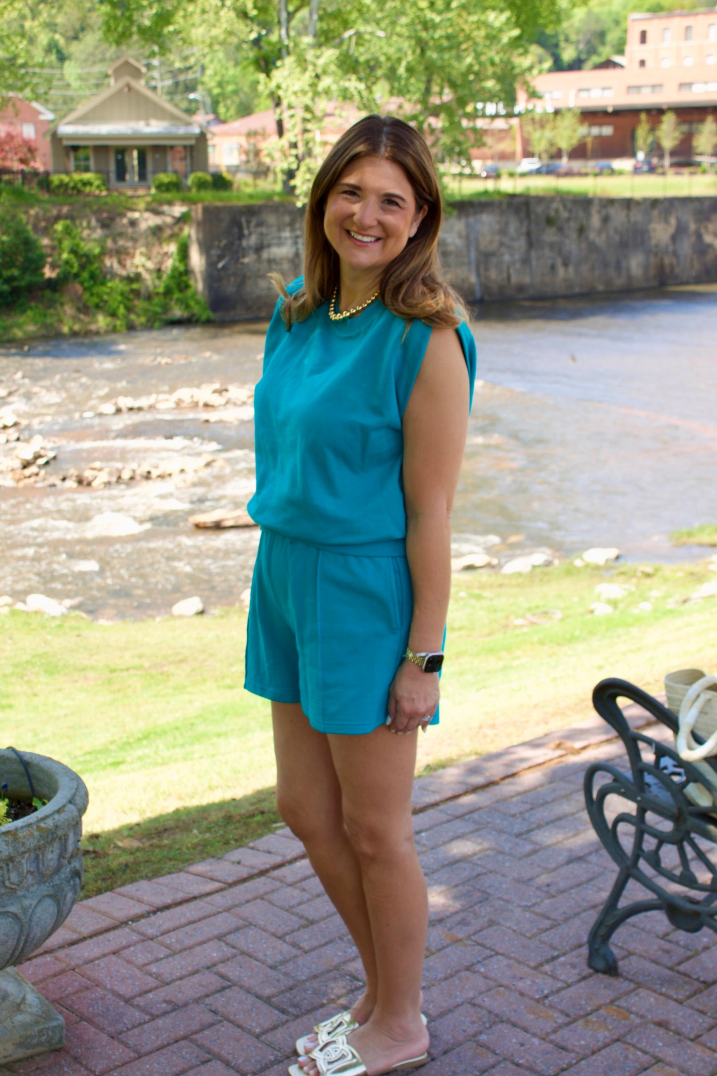 The French Terry Aqua Shorts Set - Triple Charm Boutique