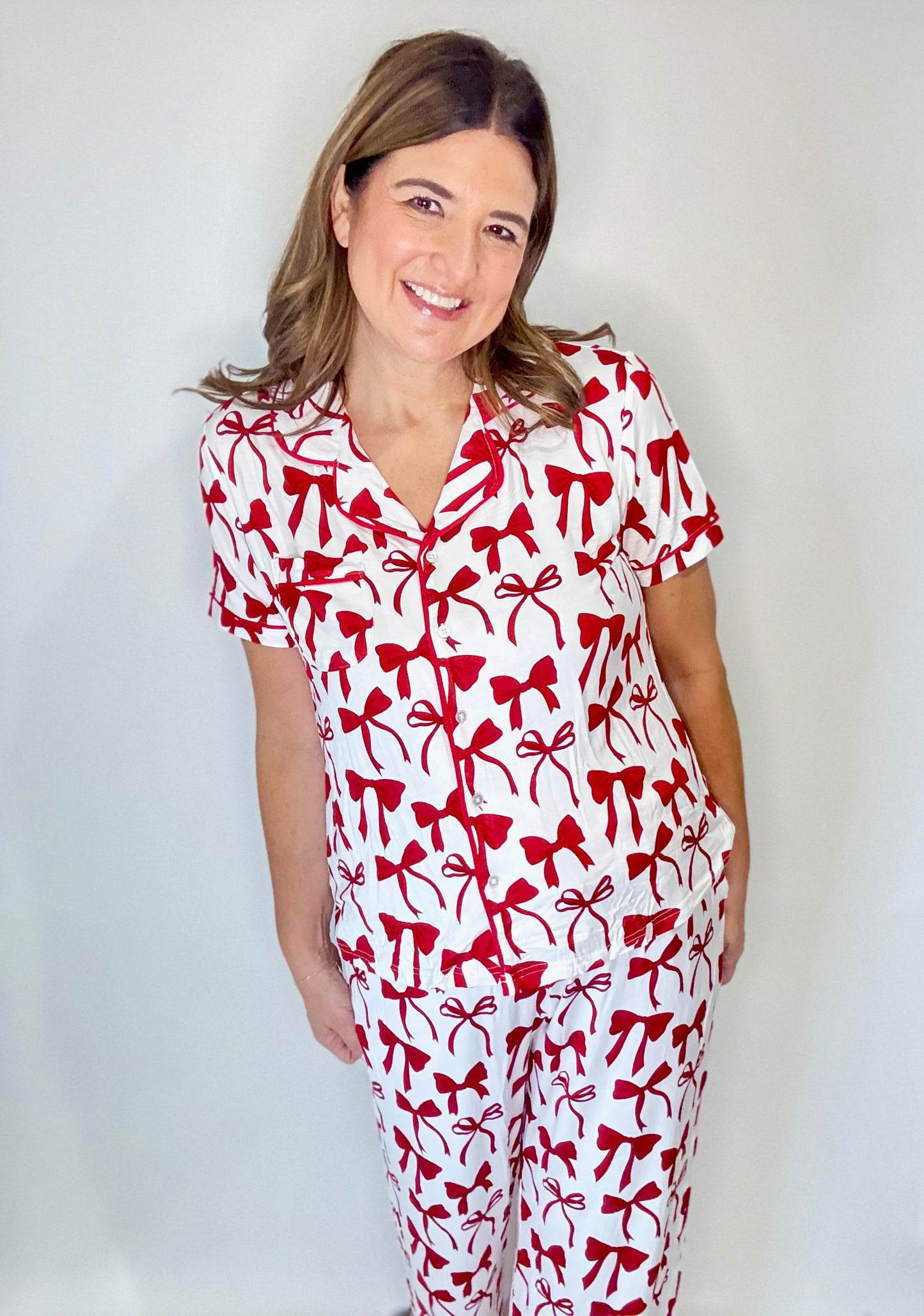 The Mary Square Red Bow Pajama's